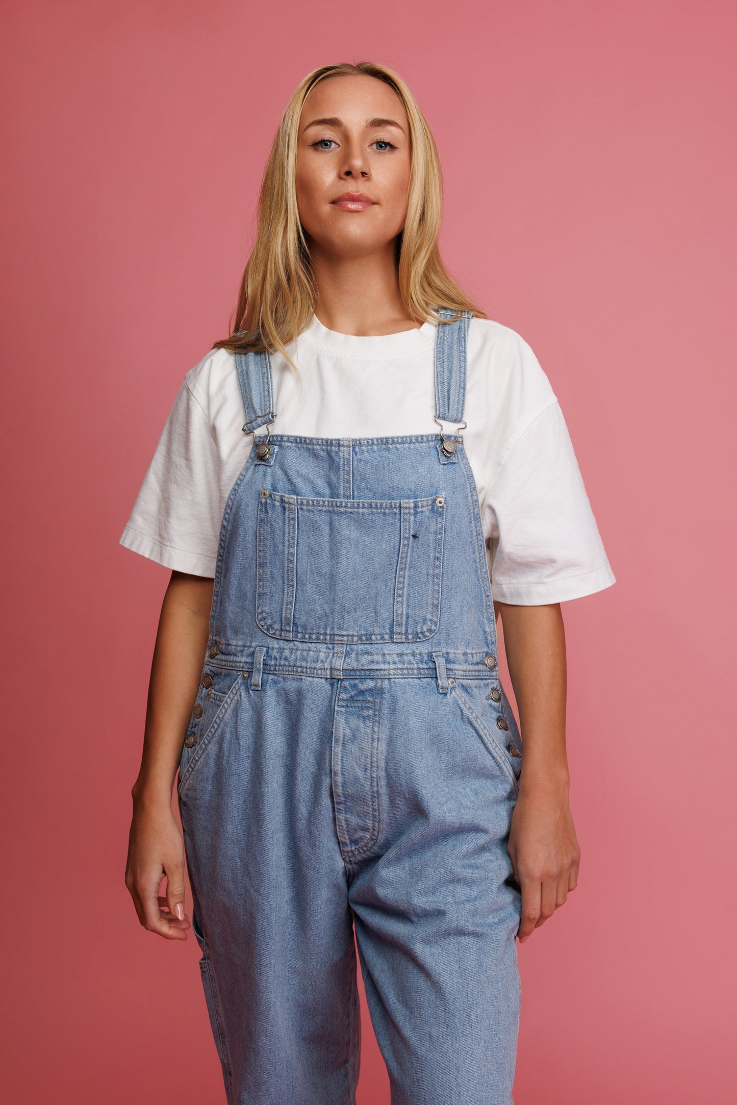 90's Light Denim Dungarees S/M