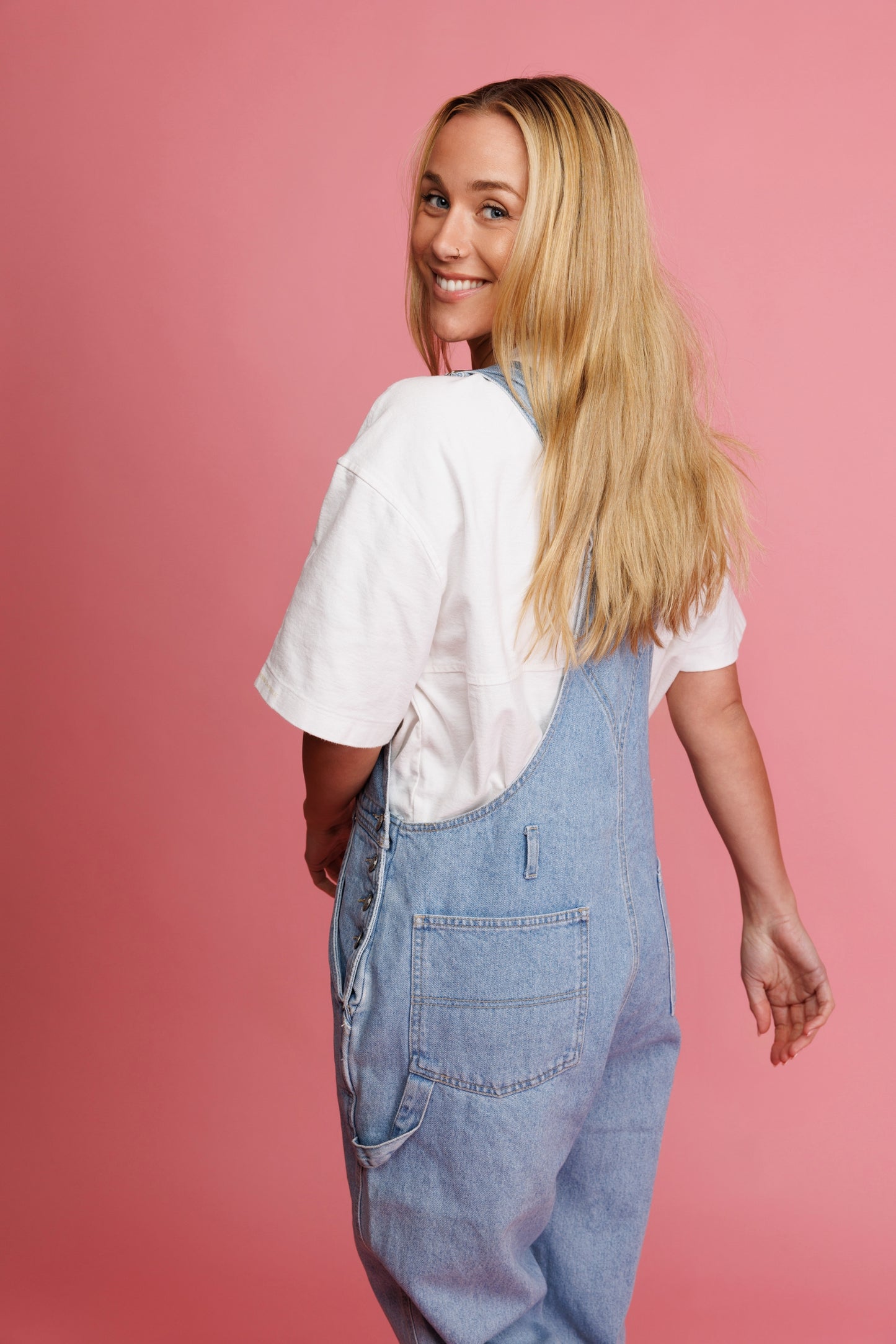 90's Light Denim Dungarees S/M