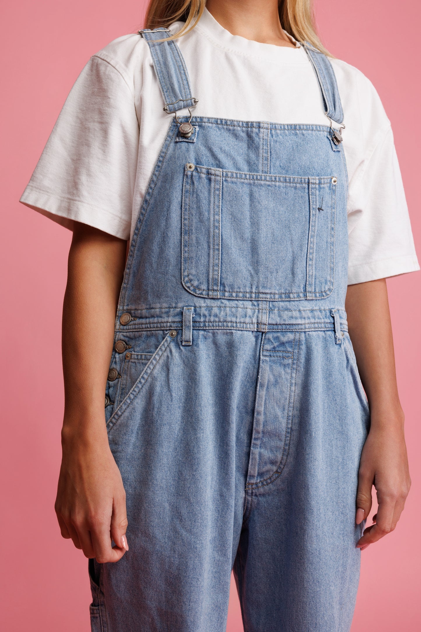 90's Light Denim Dungarees S/M