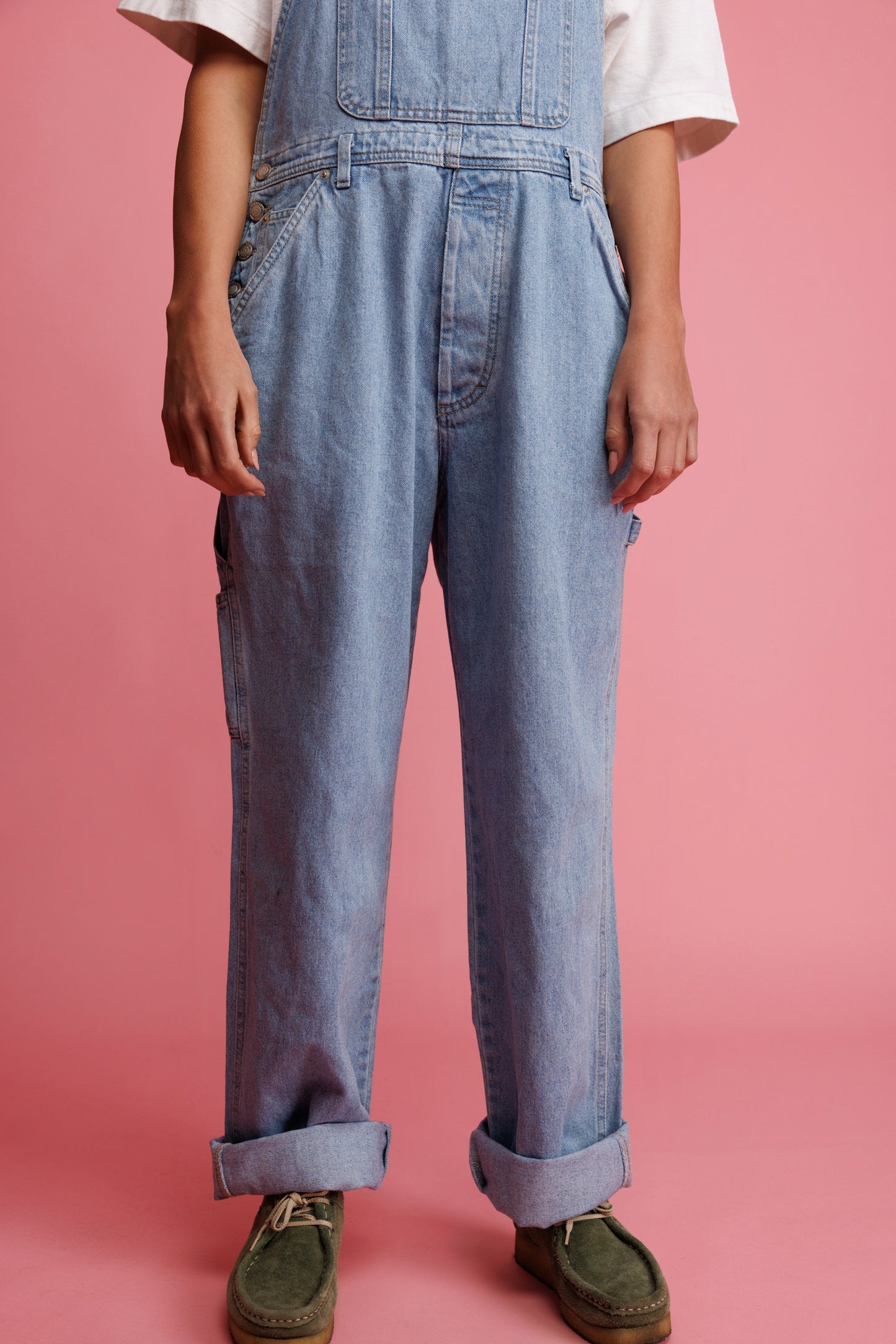 90's Light Denim Dungarees S/M