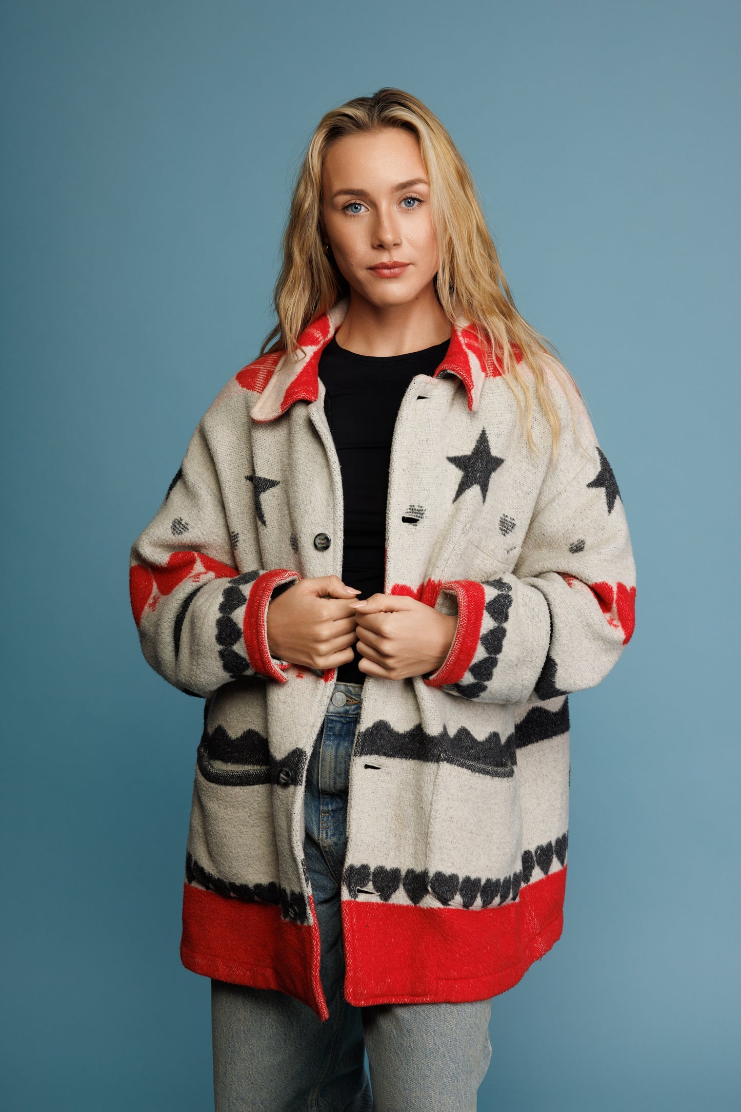 80's Wool Blanket Coat M/L