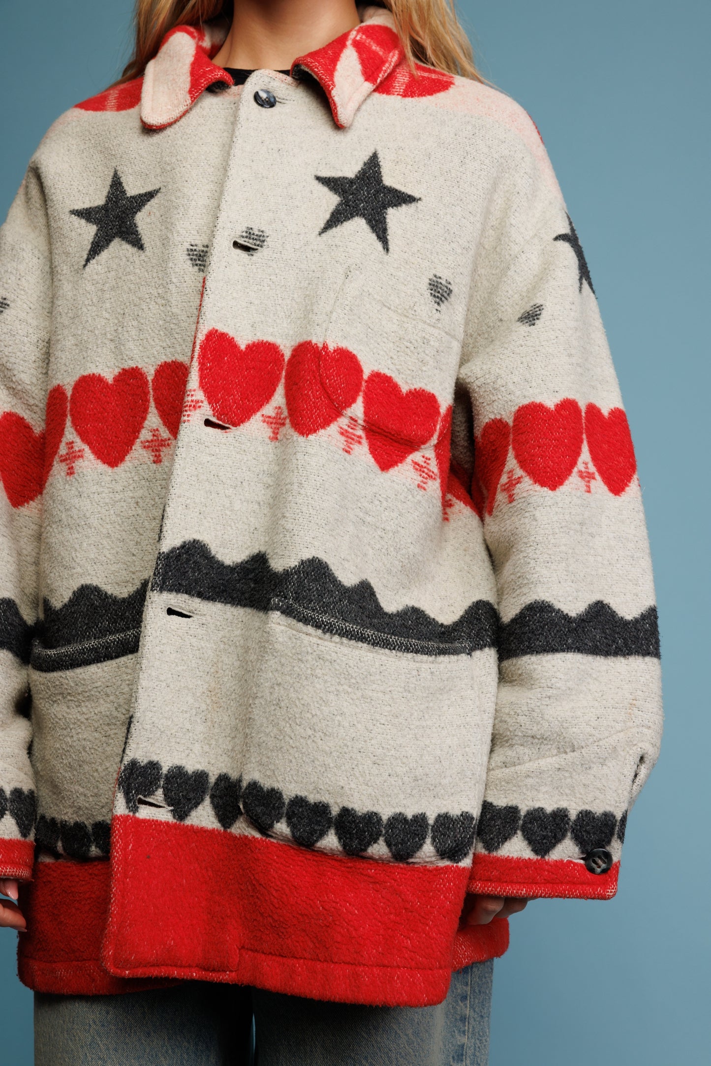 80's Wool Blanket Coat M/L