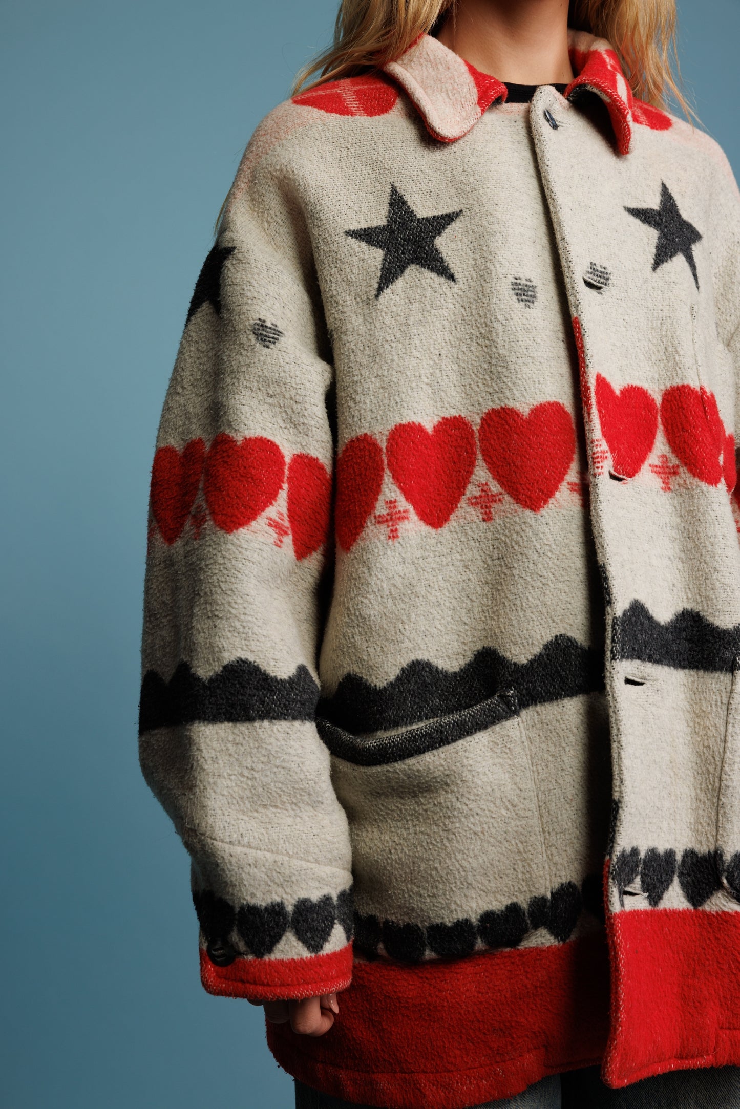 80's Wool Blanket Coat M/L