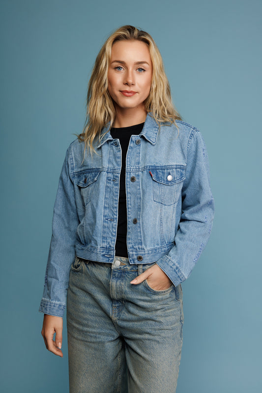 90's Cropped Light Denim Jacket S/M