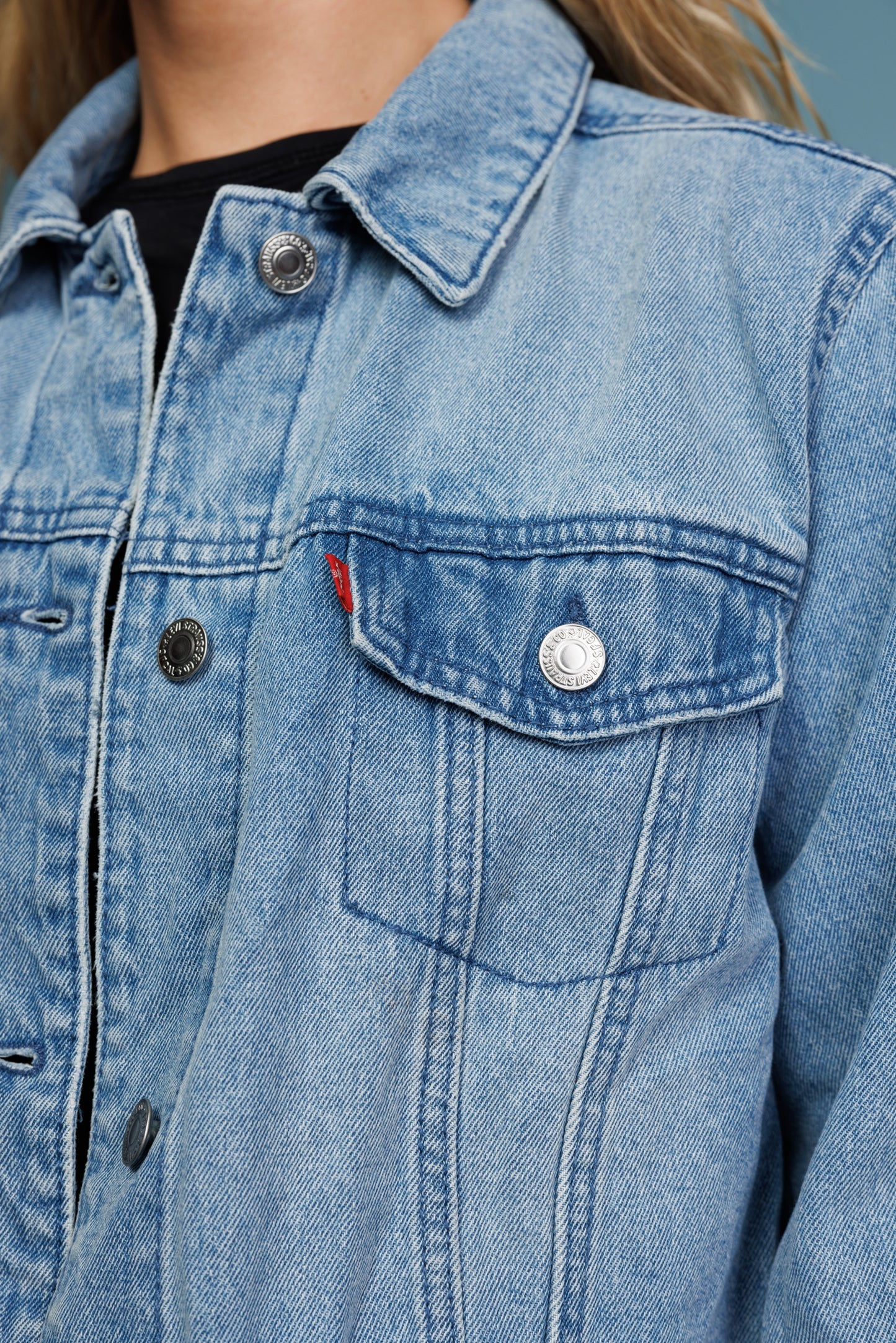 90's Cropped Light Denim Jacket S/M