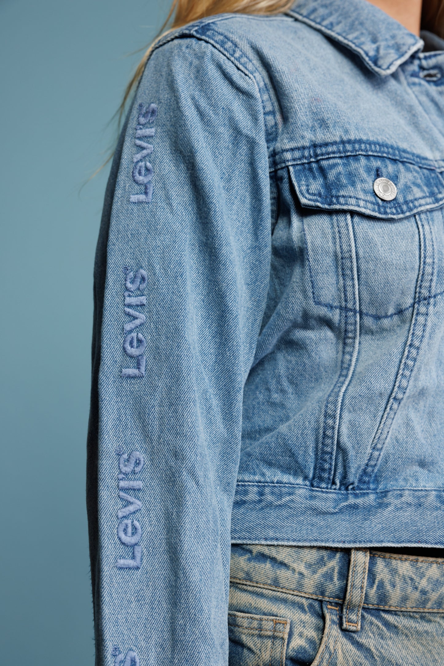 90's Cropped Light Denim Jacket S/M