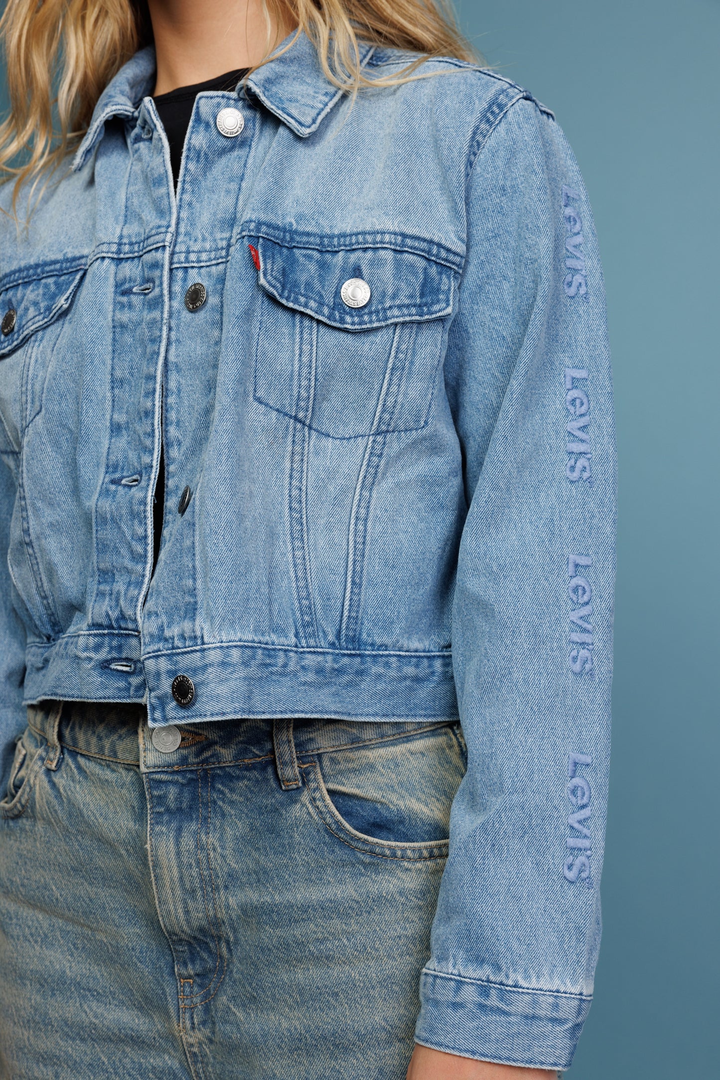 90's Cropped Light Denim Jacket S/M