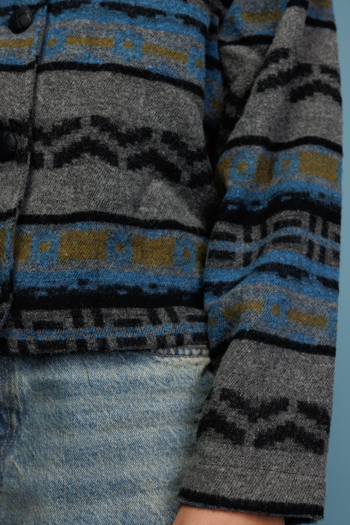 80's Aztec Cropped Roundneck Jacket S