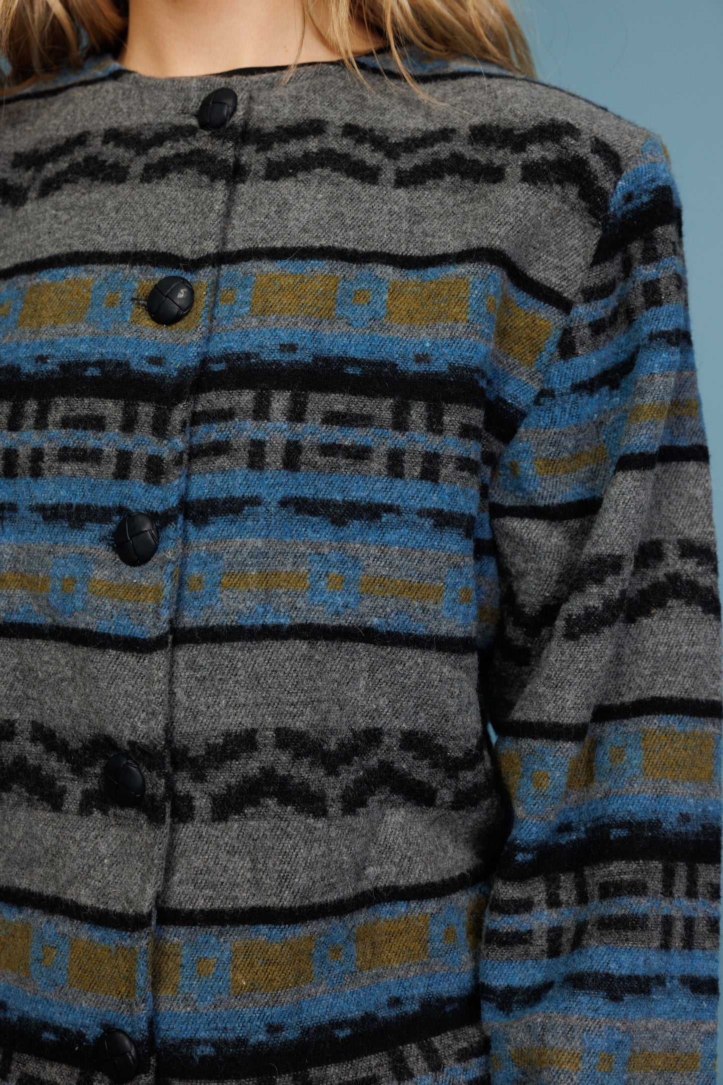 80's Aztec Cropped Roundneck Jacket S