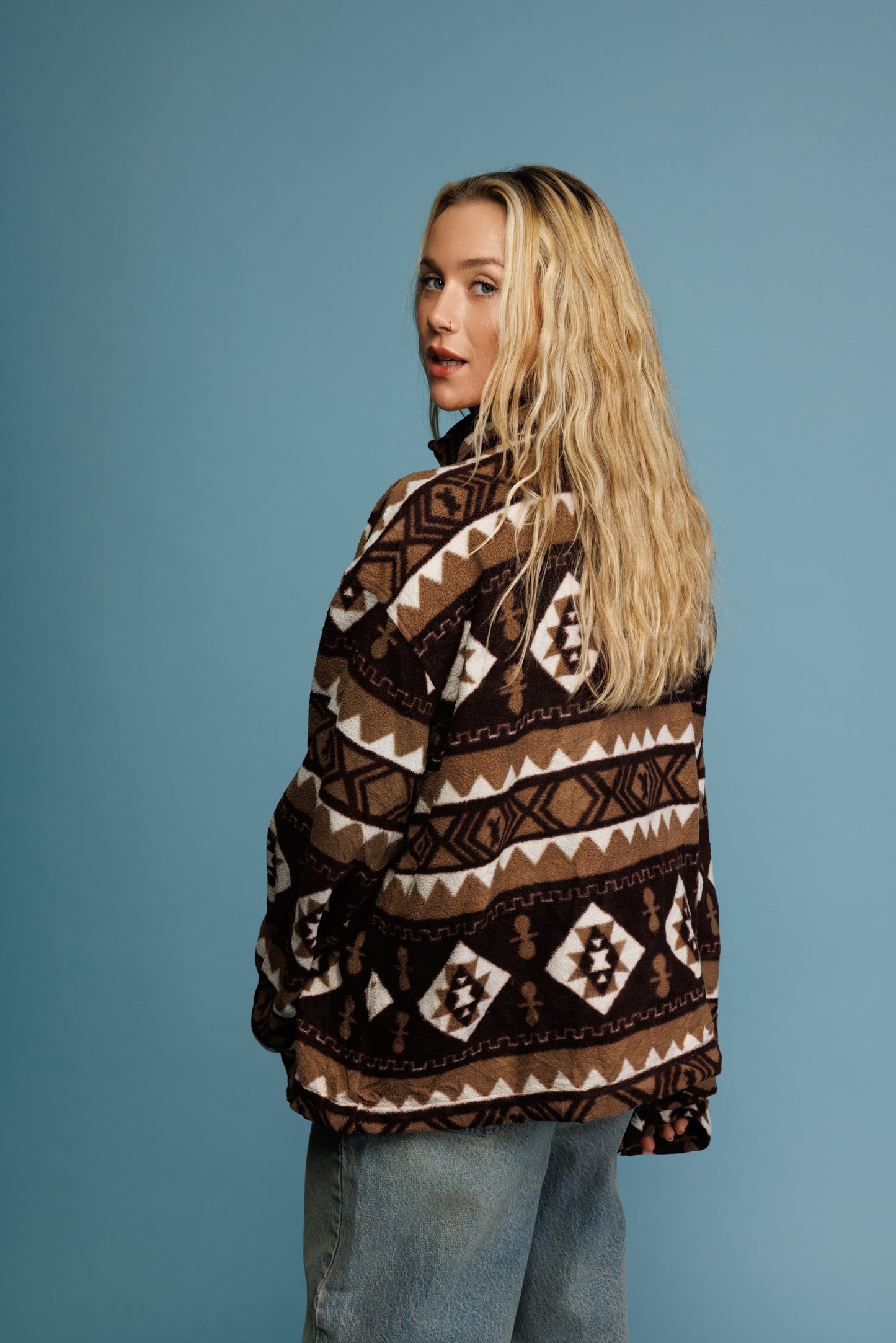 80's Brown Aztec Cozy Fleece XL