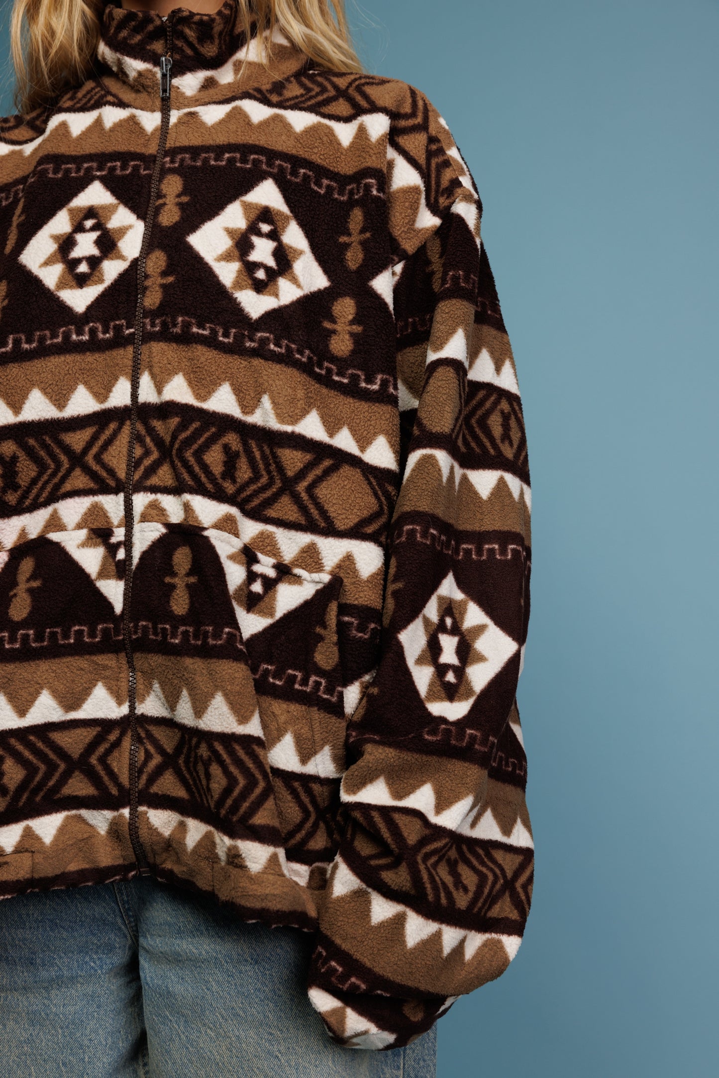 80's Brown Aztec Cozy Fleece XL