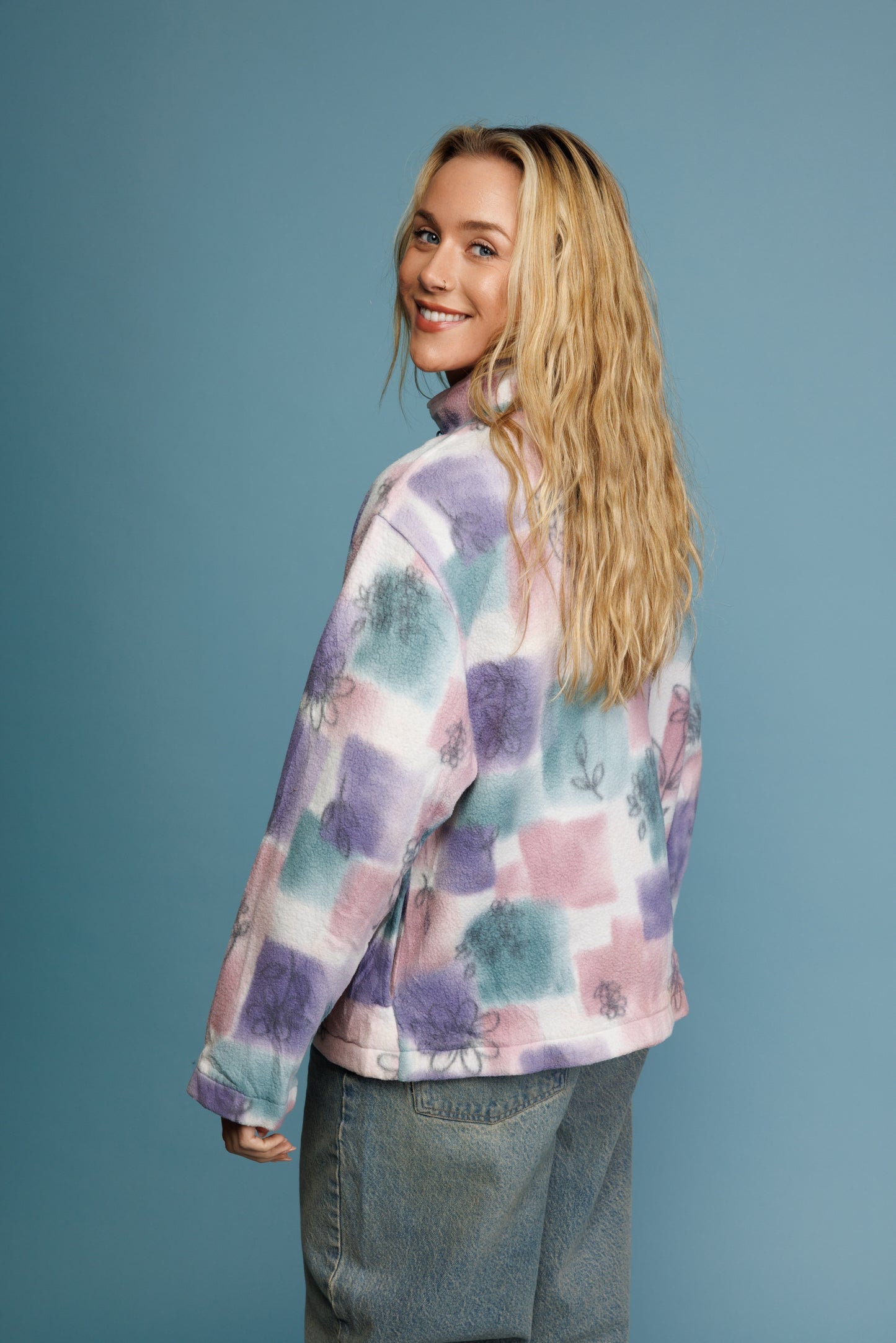 80's Pastel Patterned Fleece S/M