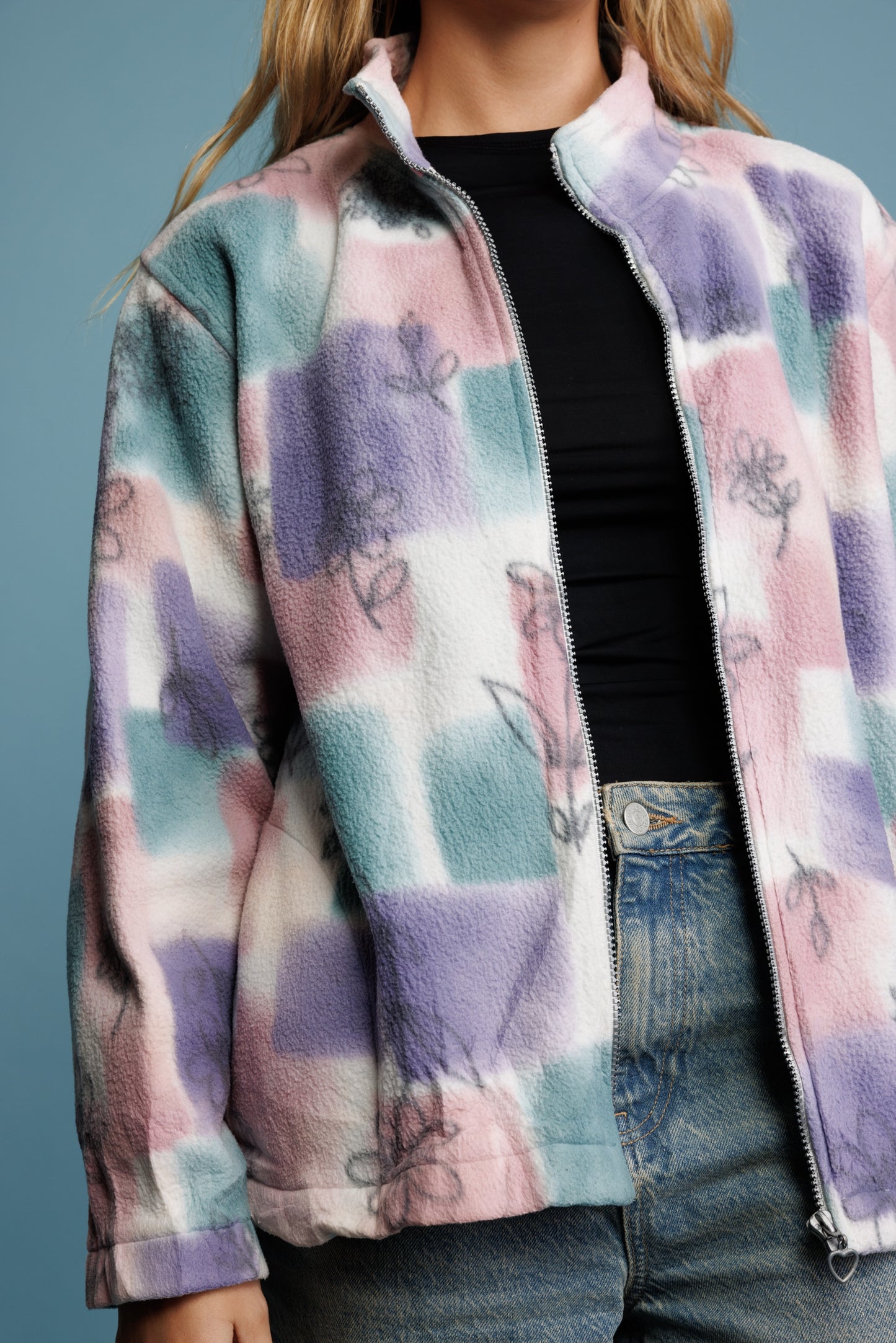 80's Pastel Patterned Fleece S/M