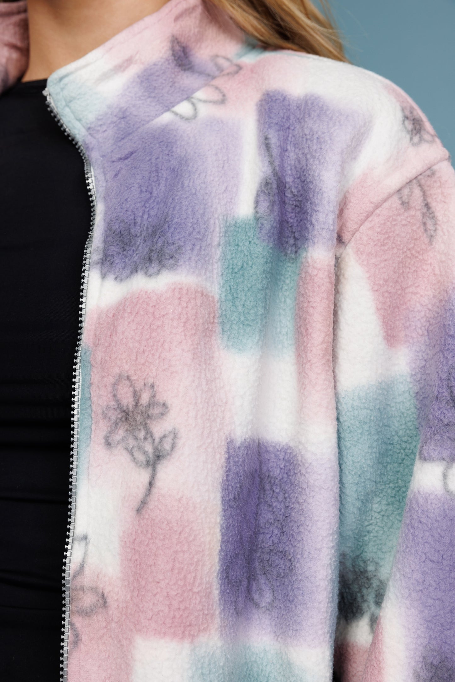 80's Pastel Patterned Fleece S/M