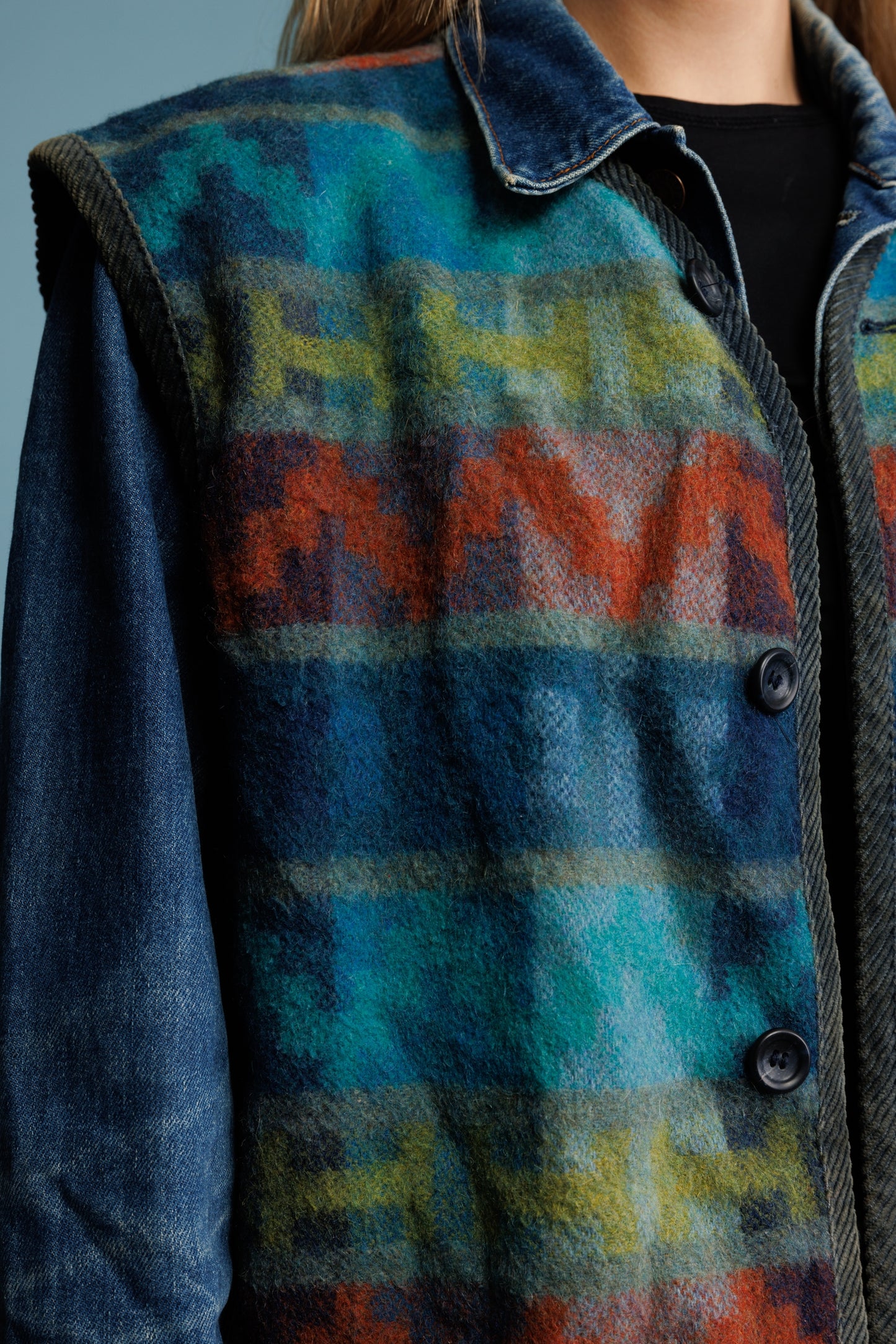 80's Blue Aztec Gilet L