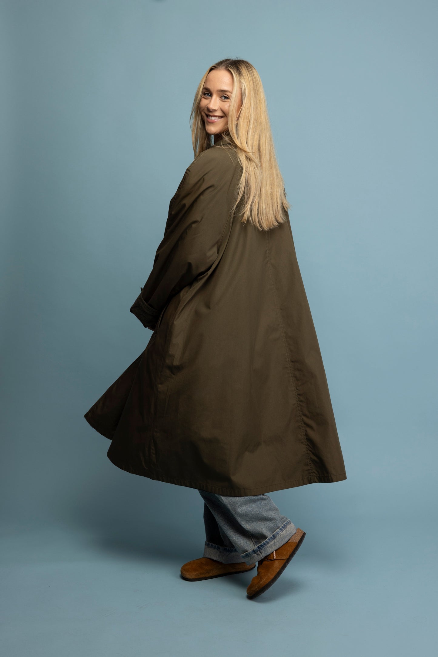 80's Khaki Green Lined Trench M/L