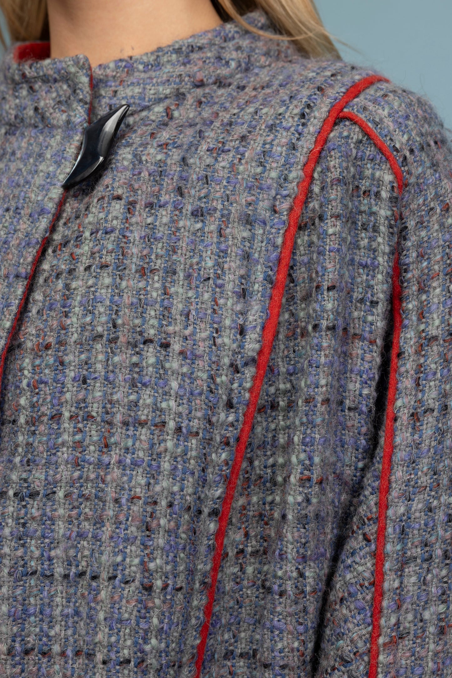 1980's Wool Peacoat Piped Jacket M