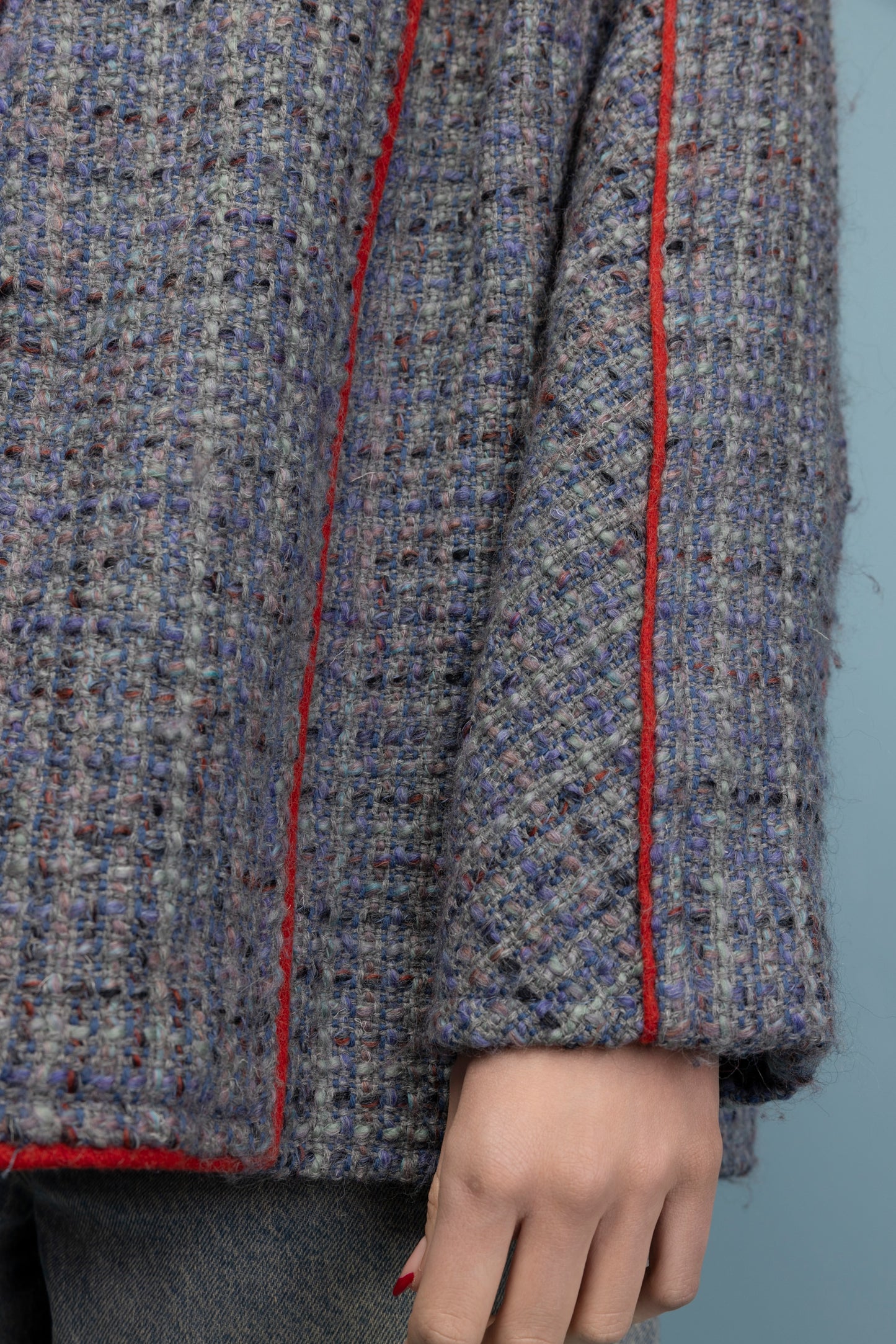 1980's Wool Peacoat Piped Jacket M