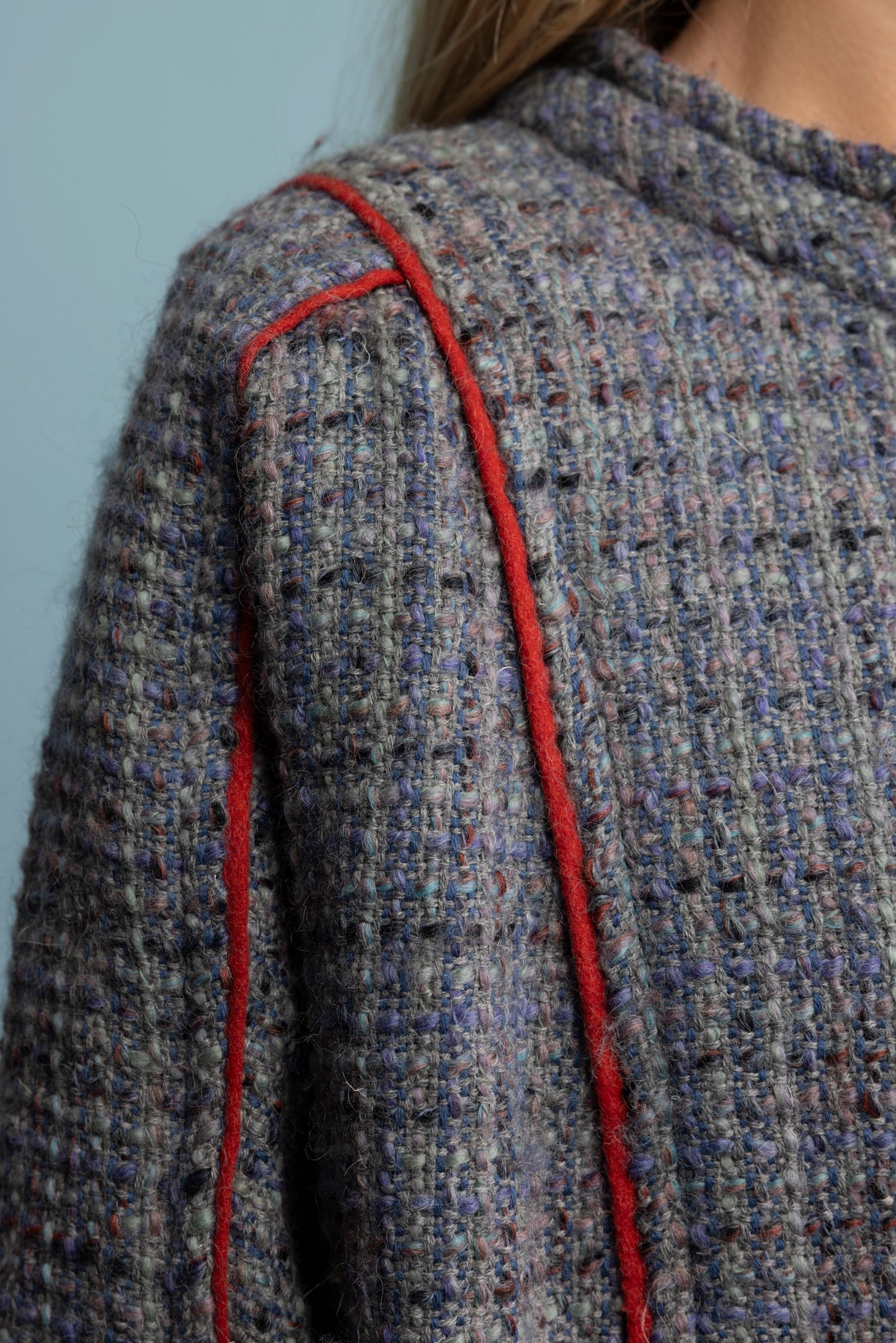 1980's Wool Peacoat Piped Jacket M