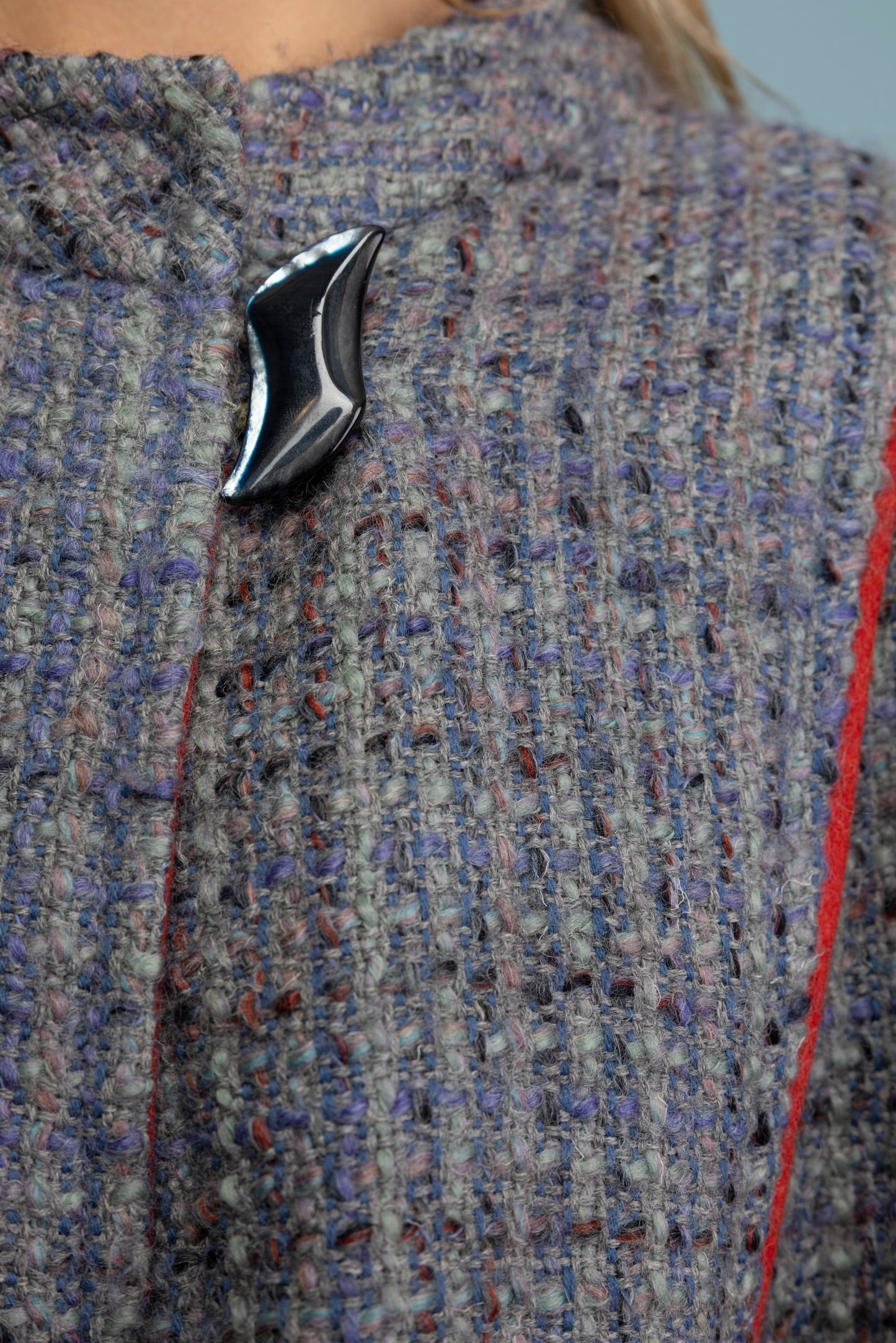 1980's Wool Peacoat Piped Jacket M