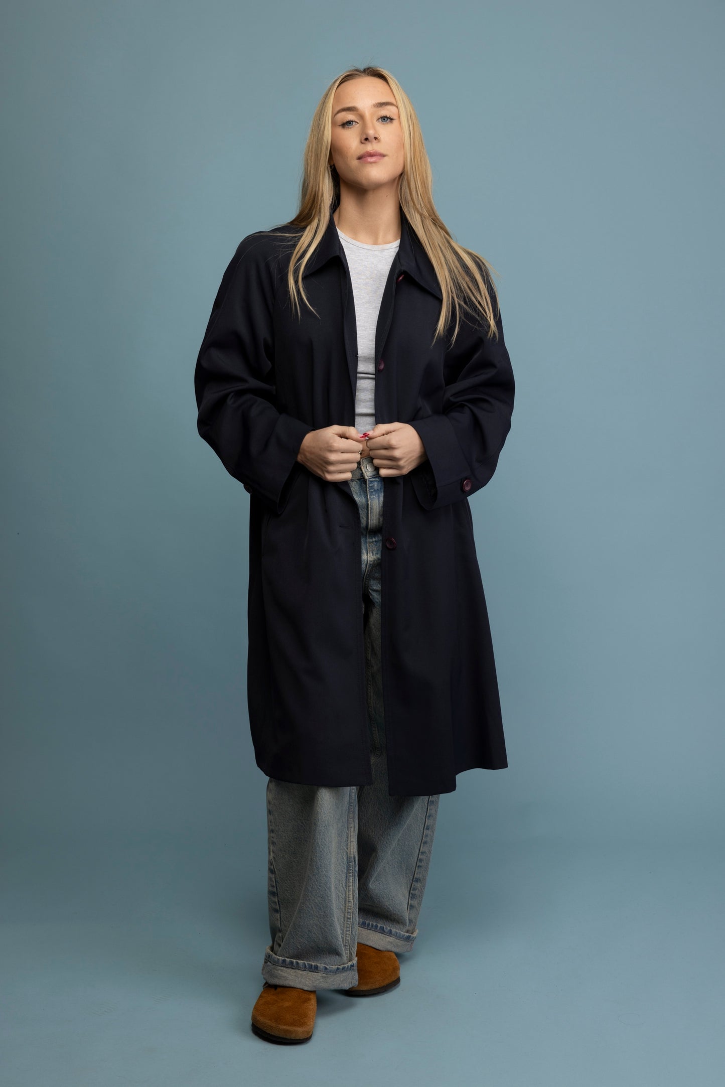 90's Navy Trenchcoat L