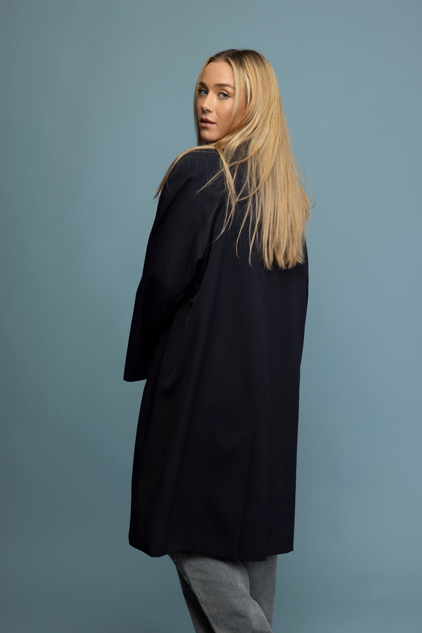90's Navy Trenchcoat L