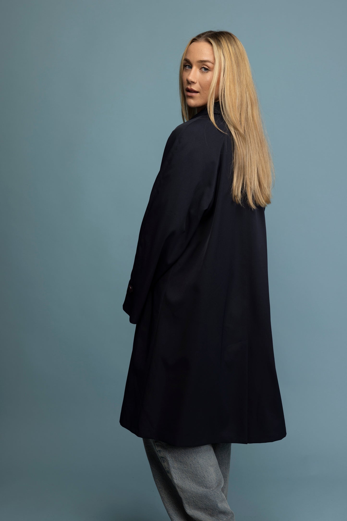 90's Navy Trenchcoat L