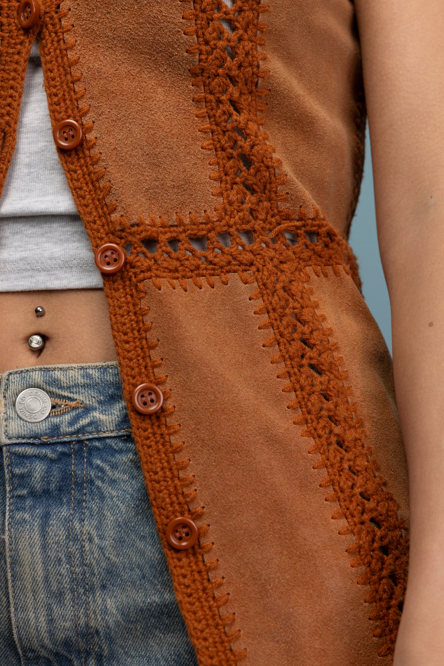 1970's Tan Suede Waistcat S/M