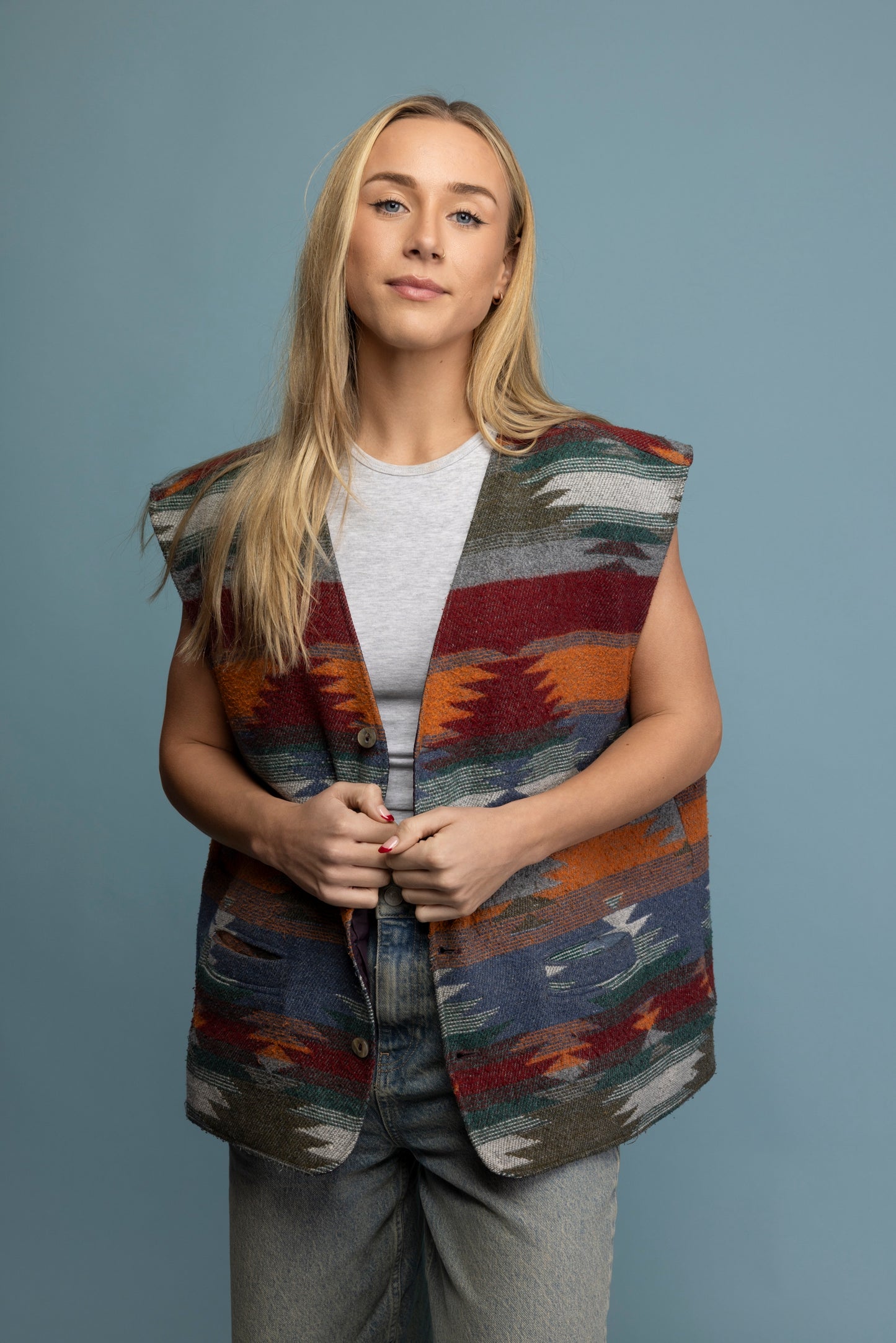 70's Wool Aztec Gilet L/XL