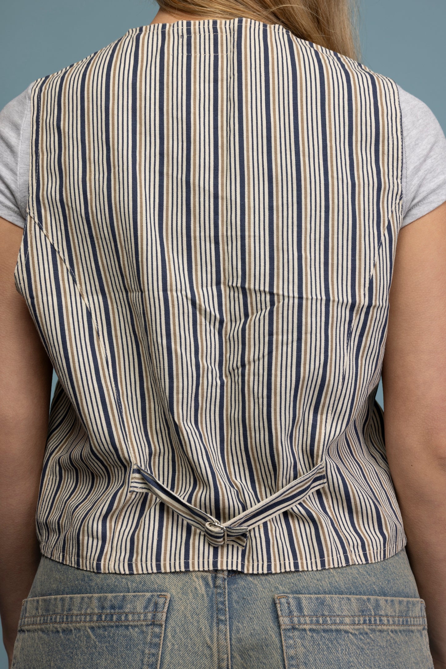 1970's Cotton Striped Waistcoat S/M