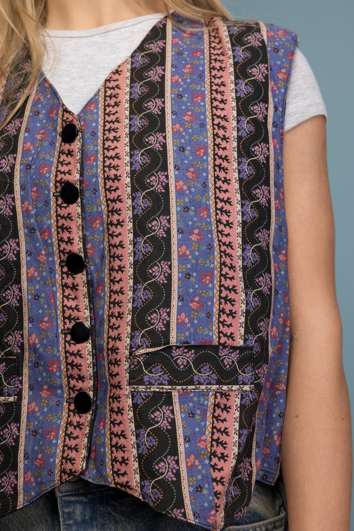 90's Patchwork Floral Cotton Vest M