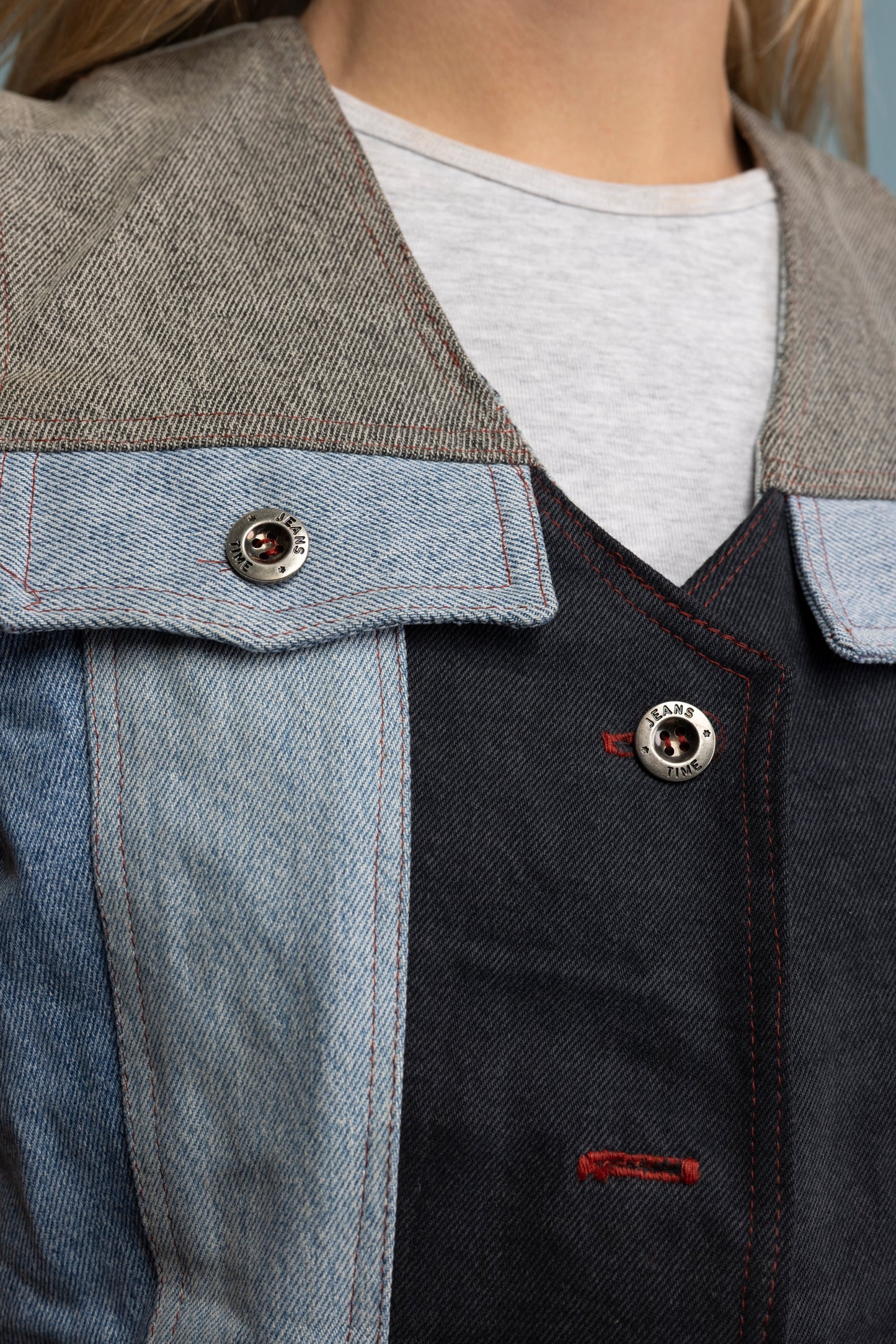 90's Handmade Patchwork Denim Waistcoat M