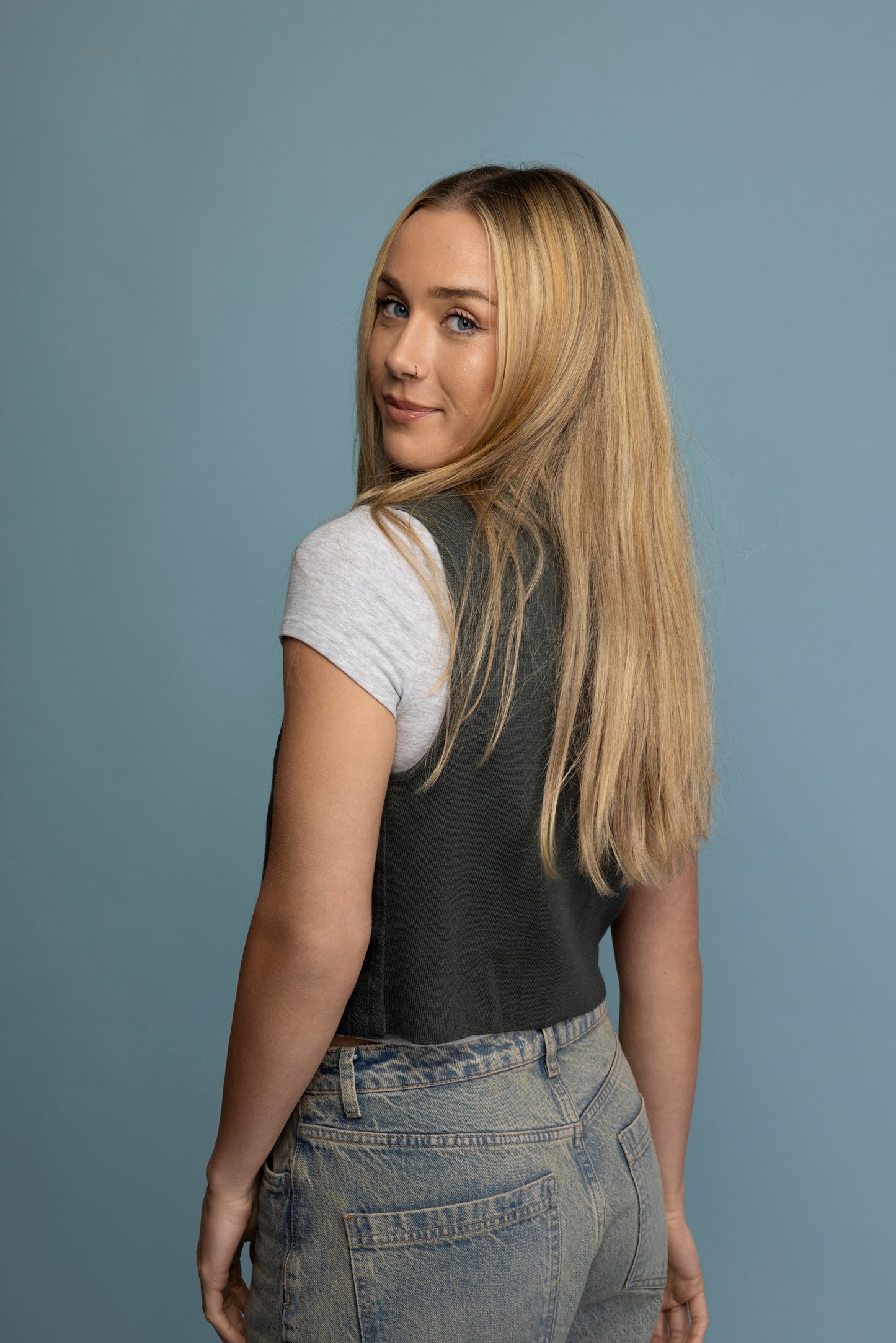 90's Pinstriped Cropped Waistcoat S/M