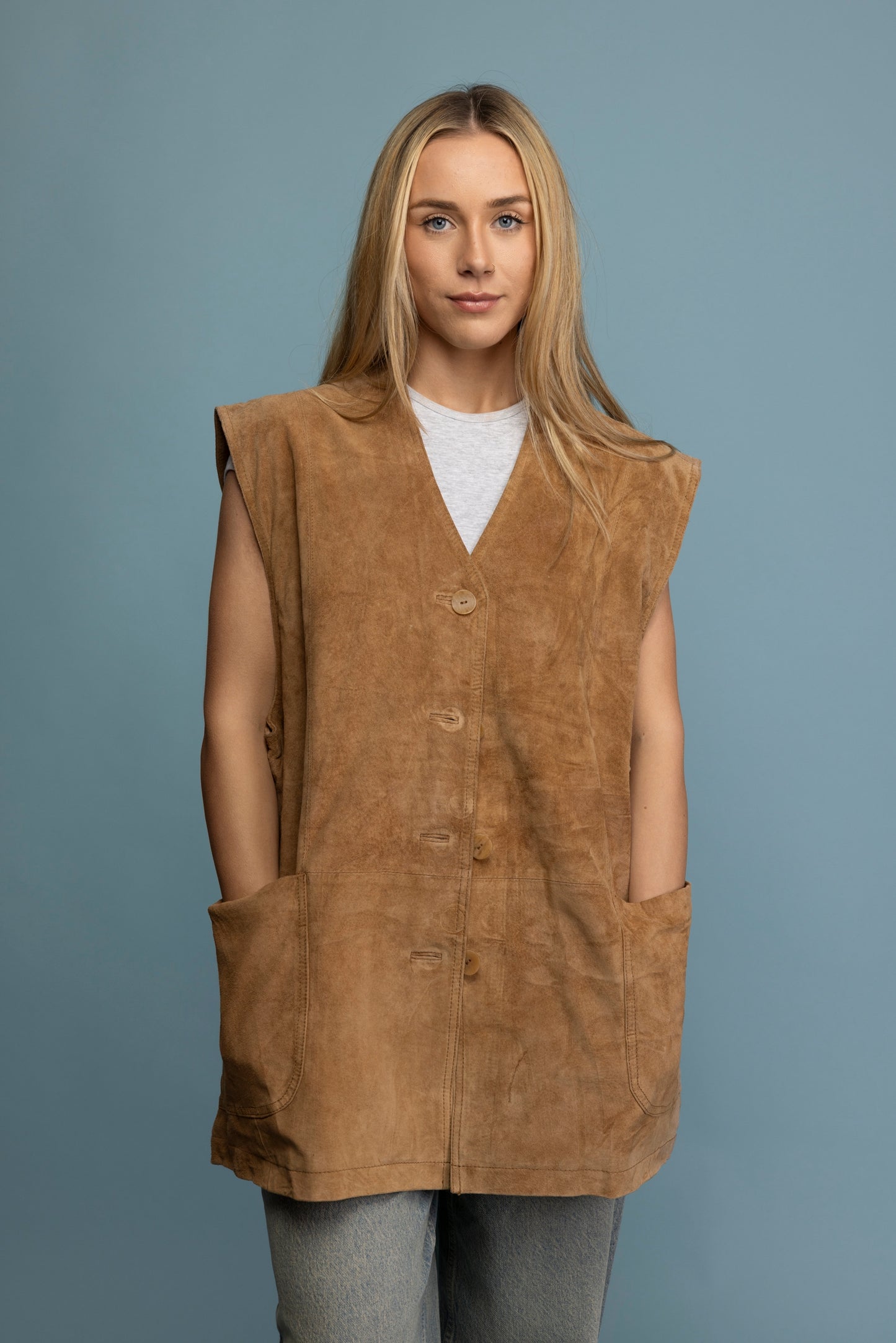 1970's Deadstock Suede Waistcoat L