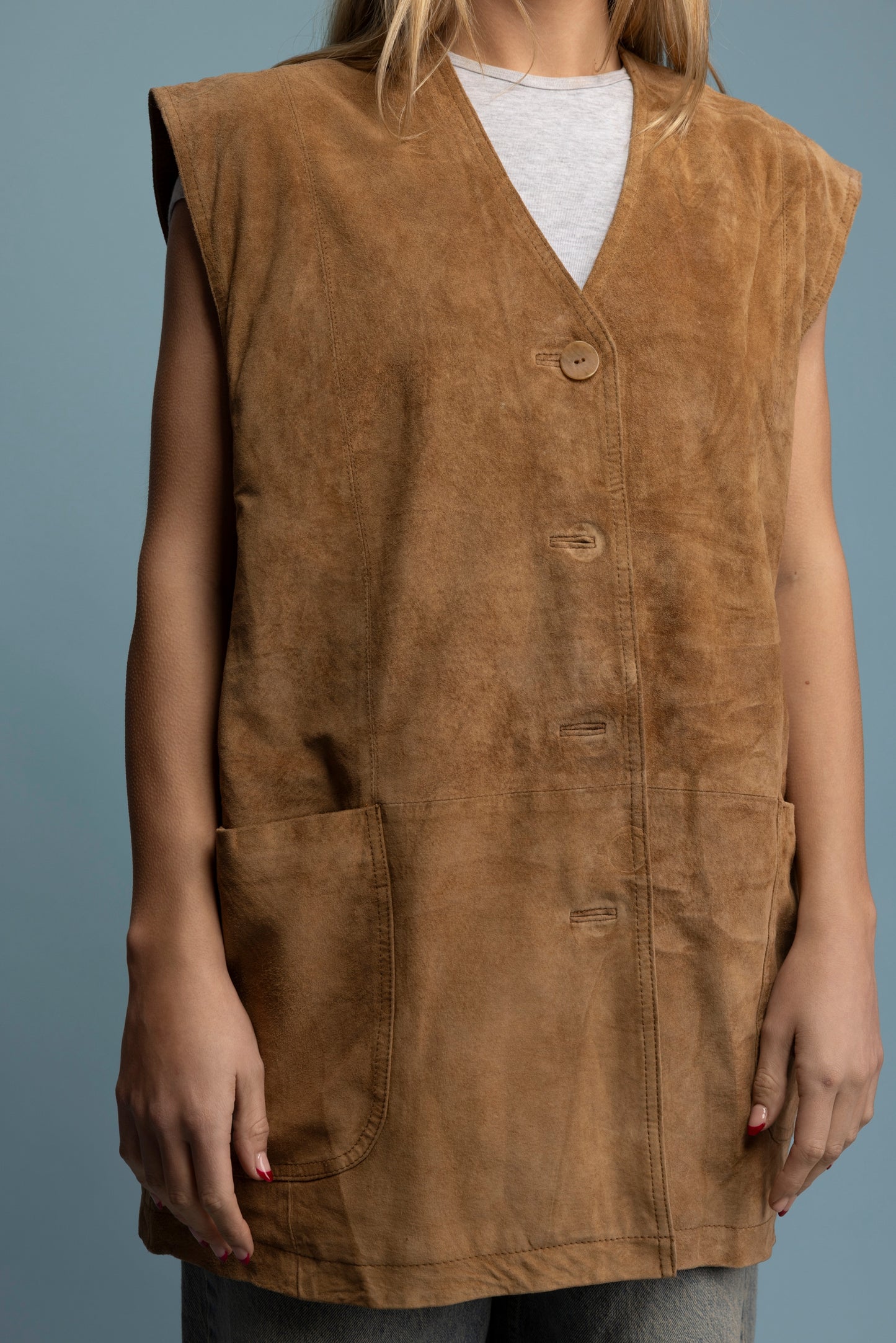 1970's Deadstock Suede Waistcoat L