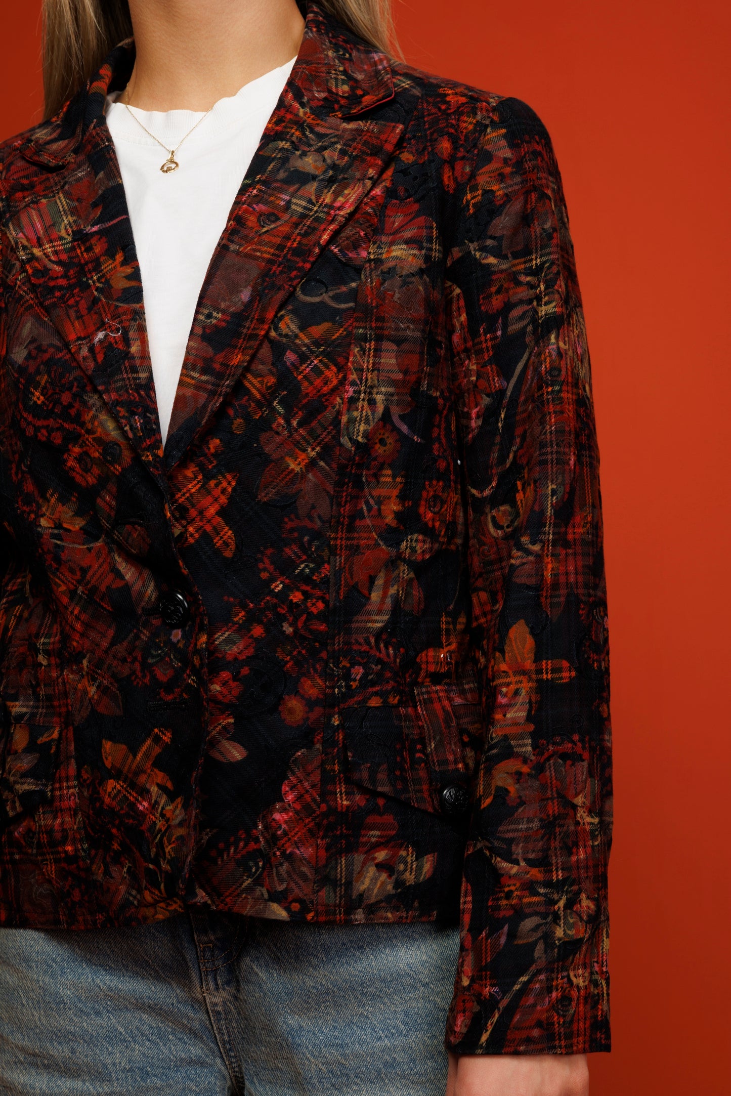 90's Autumnal Patchwork Blazer M