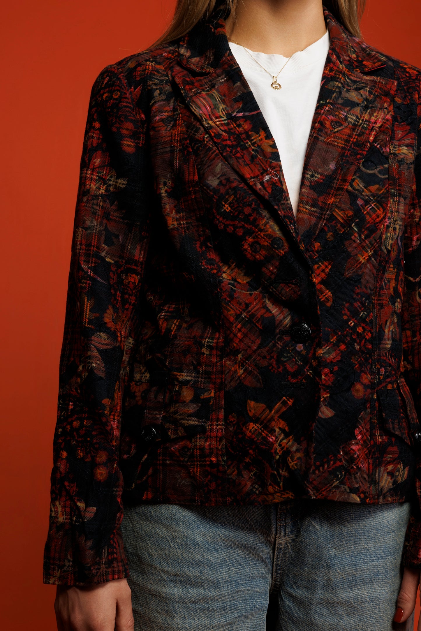 90's Autumnal Patchwork Blazer M