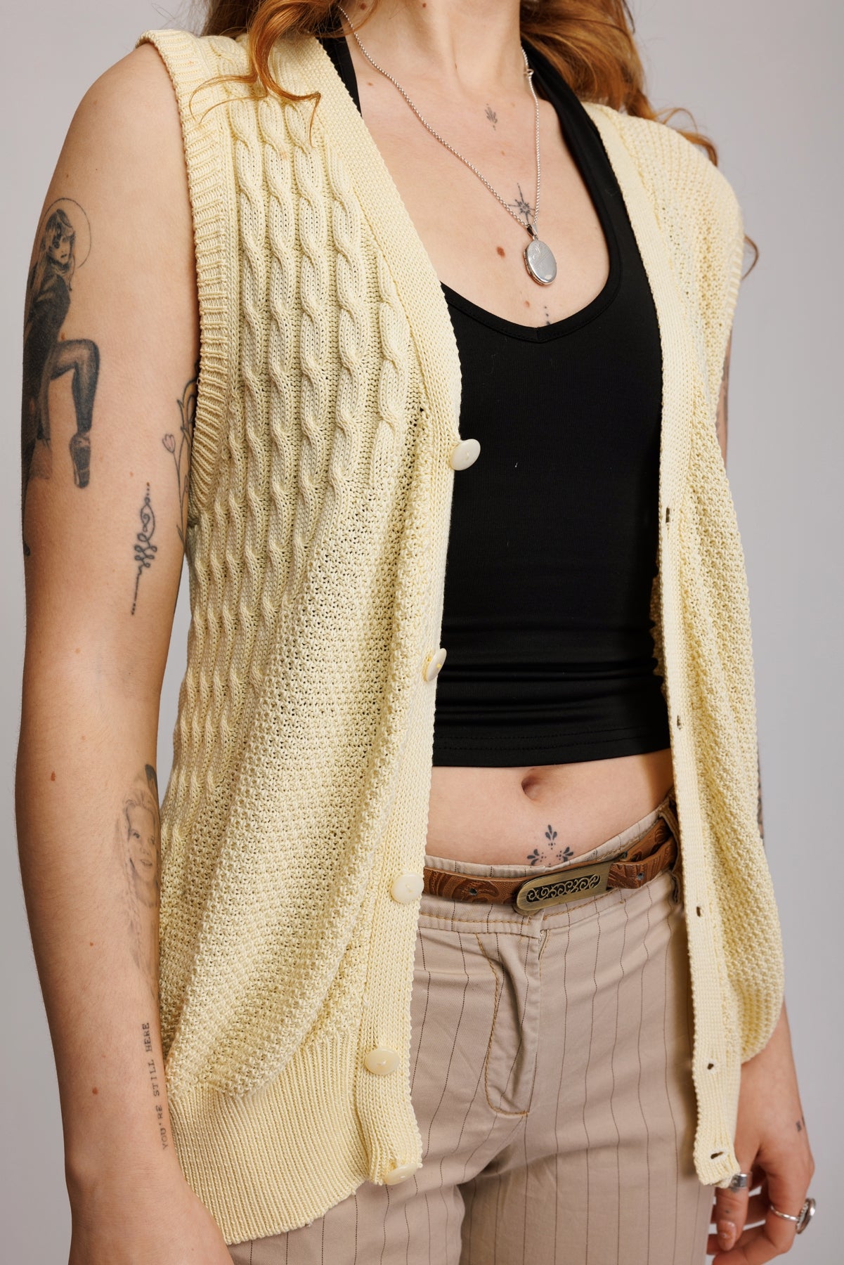 80's Lemon Yellow Sweater Vest M