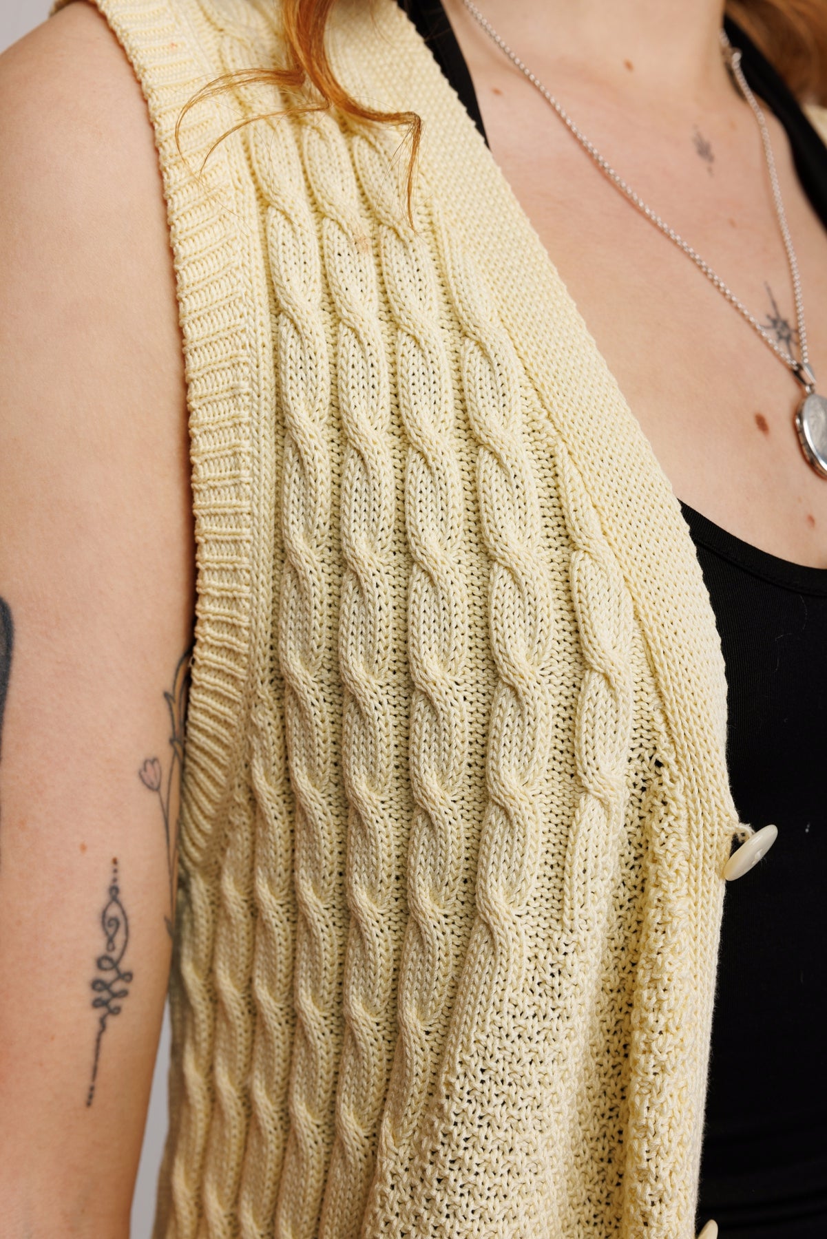 80's Lemon Yellow Sweater Vest M