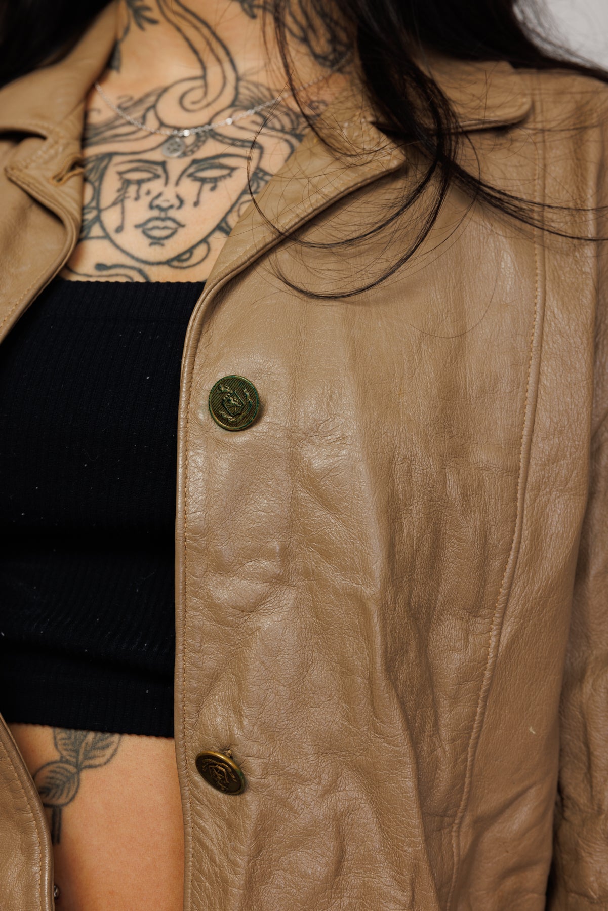 80's Tan Leather Jacket S/M