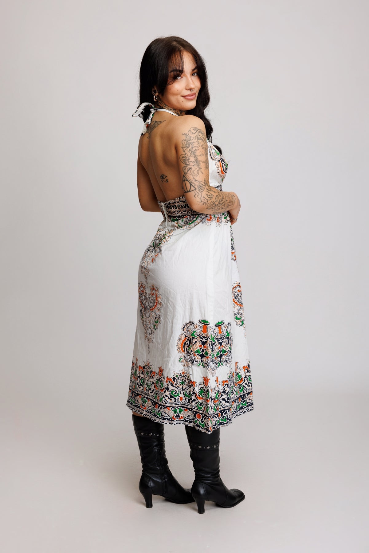 90's Haltar Paisley Dress S