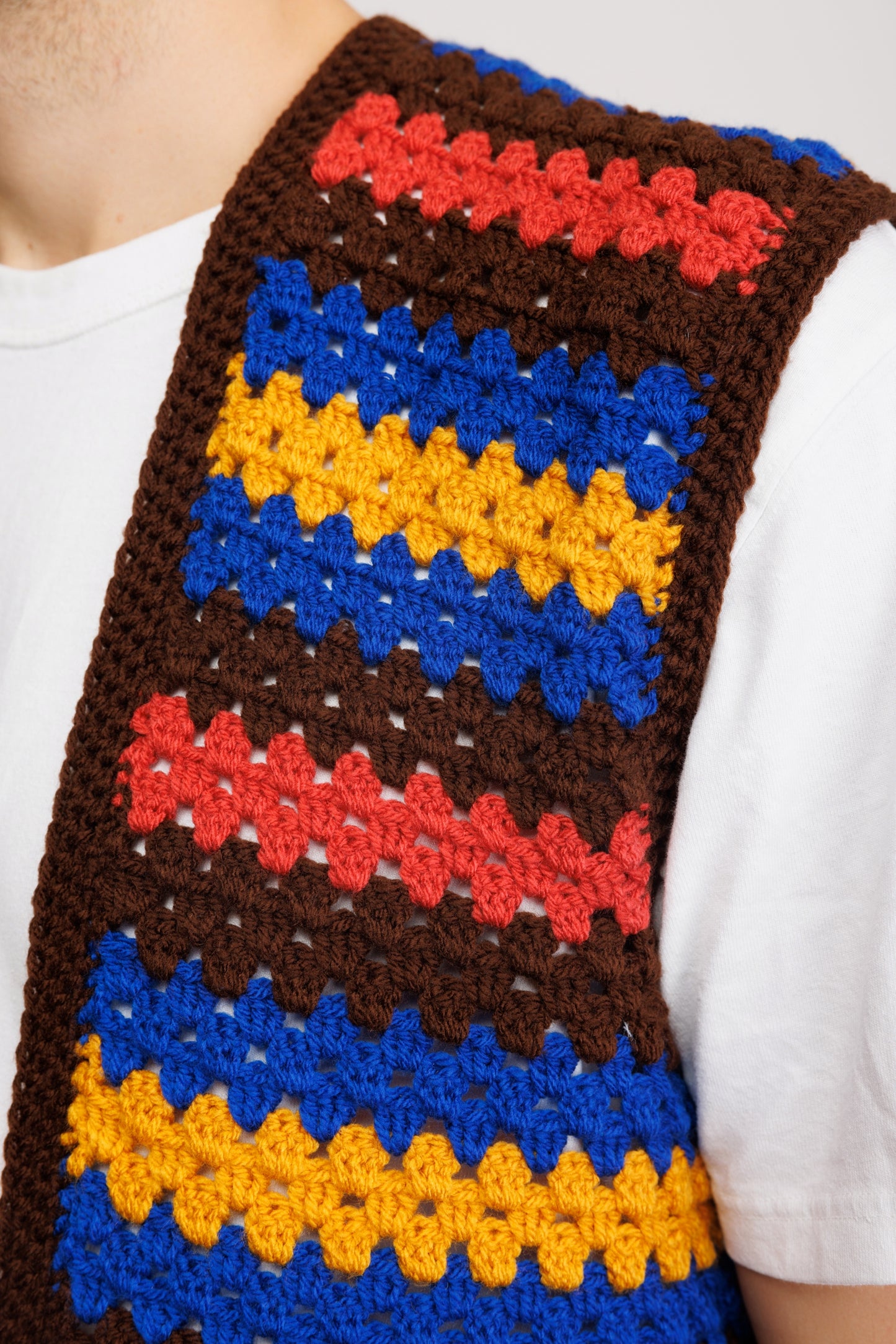 ** HANDKNIT FOR FINDERS KEEPERS - Striped Autumnal Waistcoat L/XL**