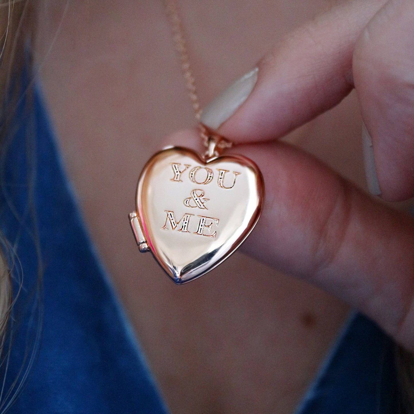 You & Me' Heart Locket Necklace: Silver