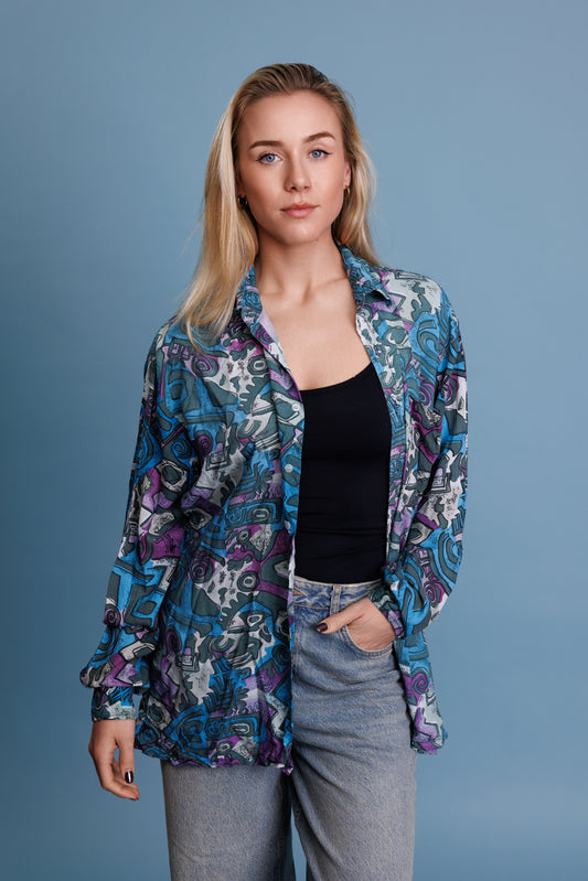 80’s Patterened Jazzy Shirt M