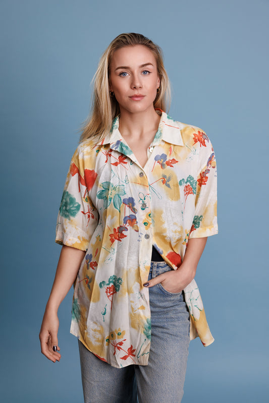 80’s Sheer Floral Shirt L/XL
