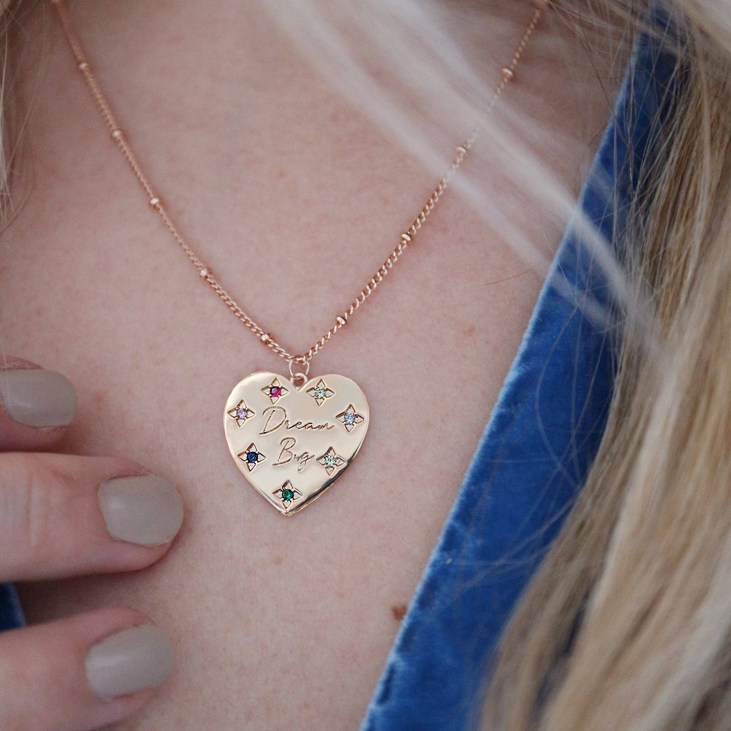 Dream Big' Rainbow Heart Necklace: Silver