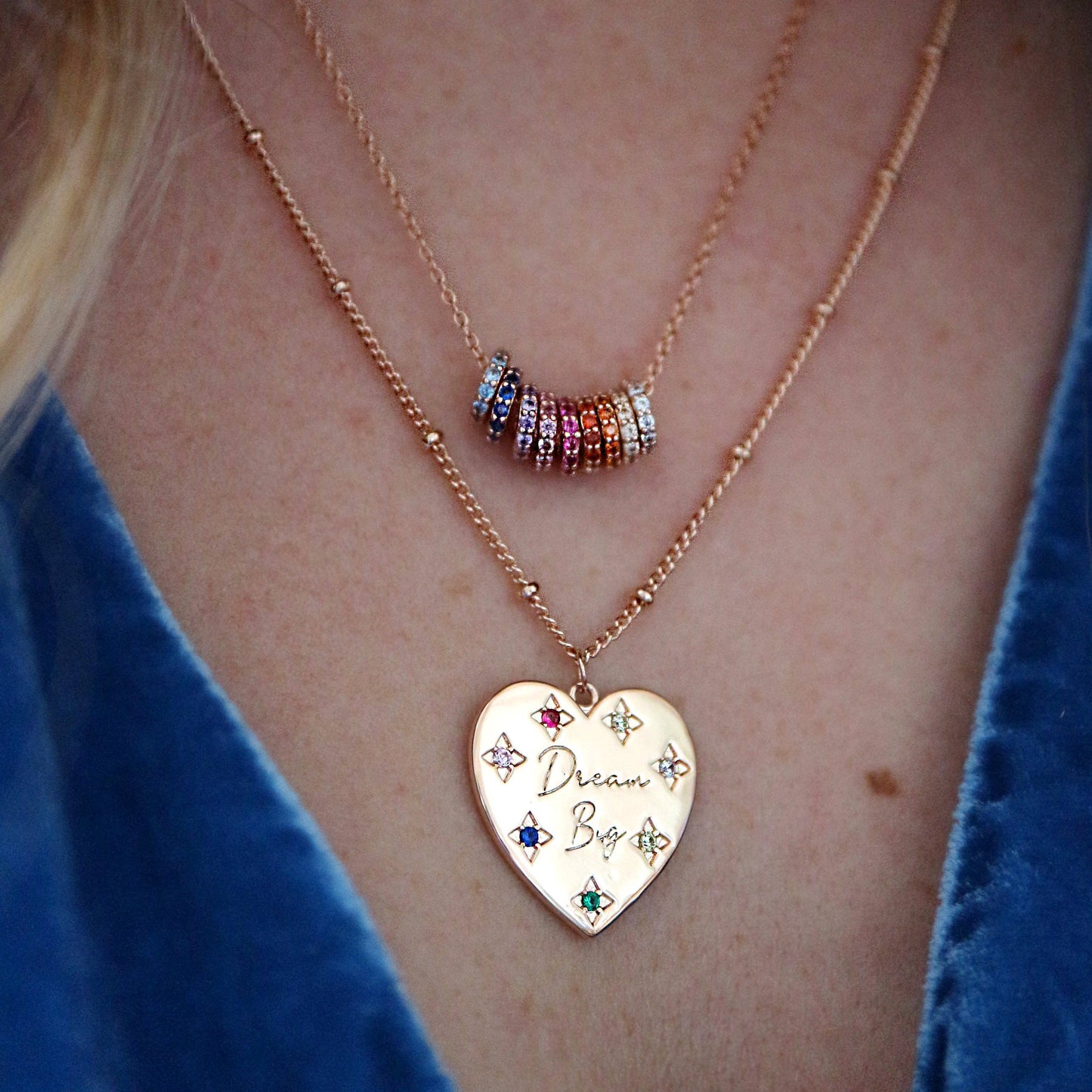 Dream Big' Rainbow Heart Necklace: Silver