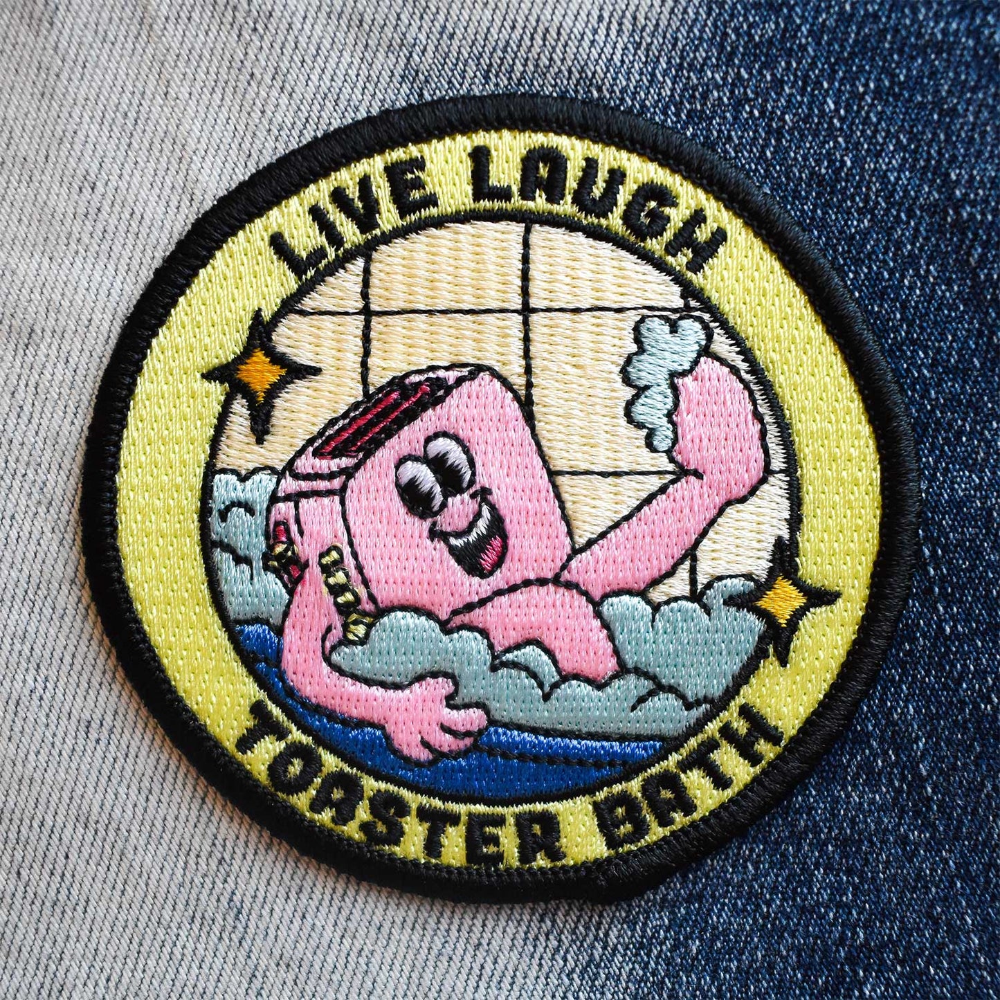 Live, Laugh, Toaster Bath Embroidered Patch