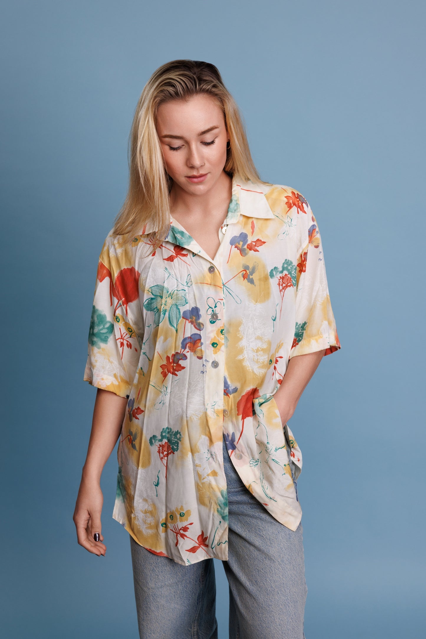 80’s Sheer Floral Shirt L/XL