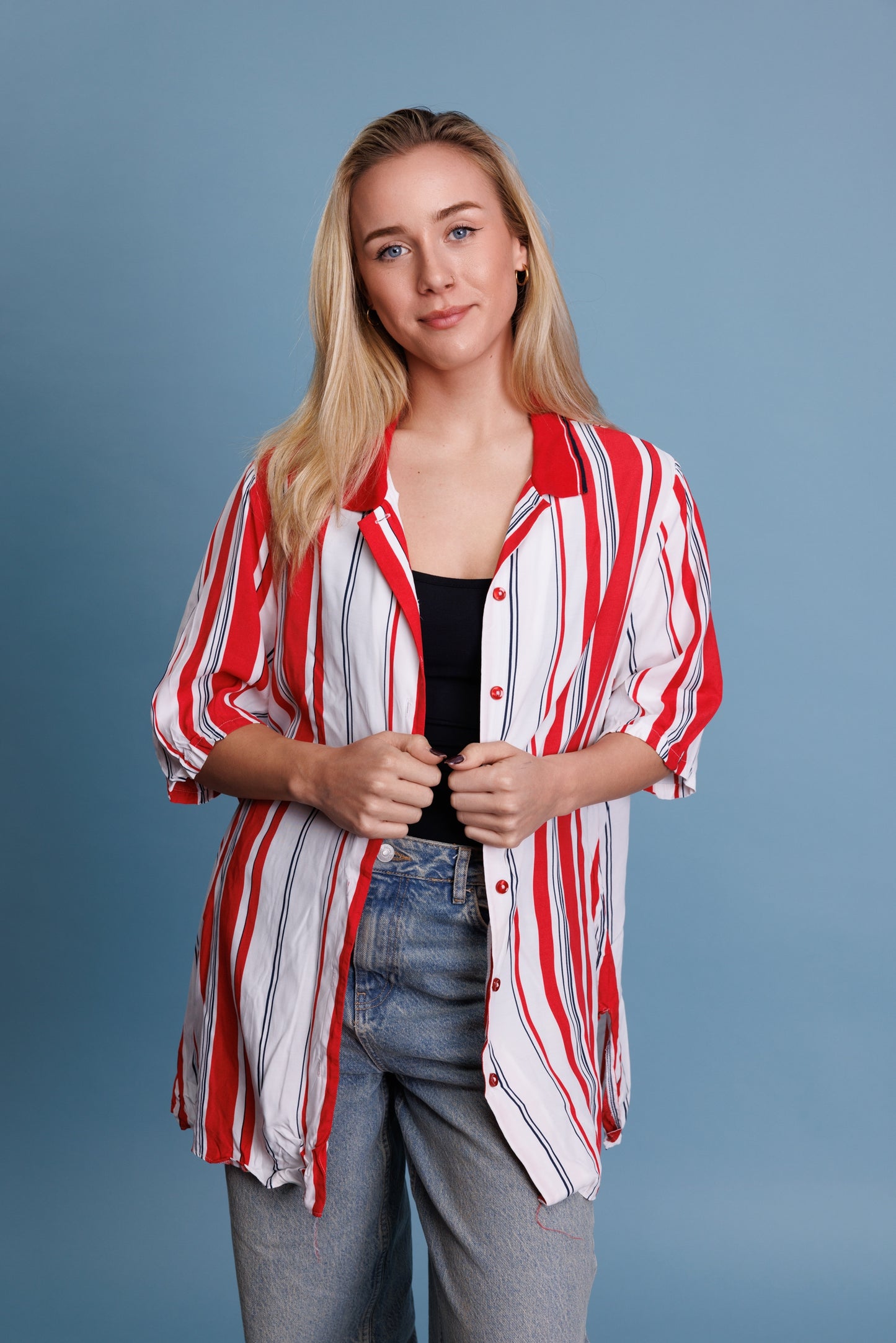 80’s Ula Jonson Striped Blouse XL